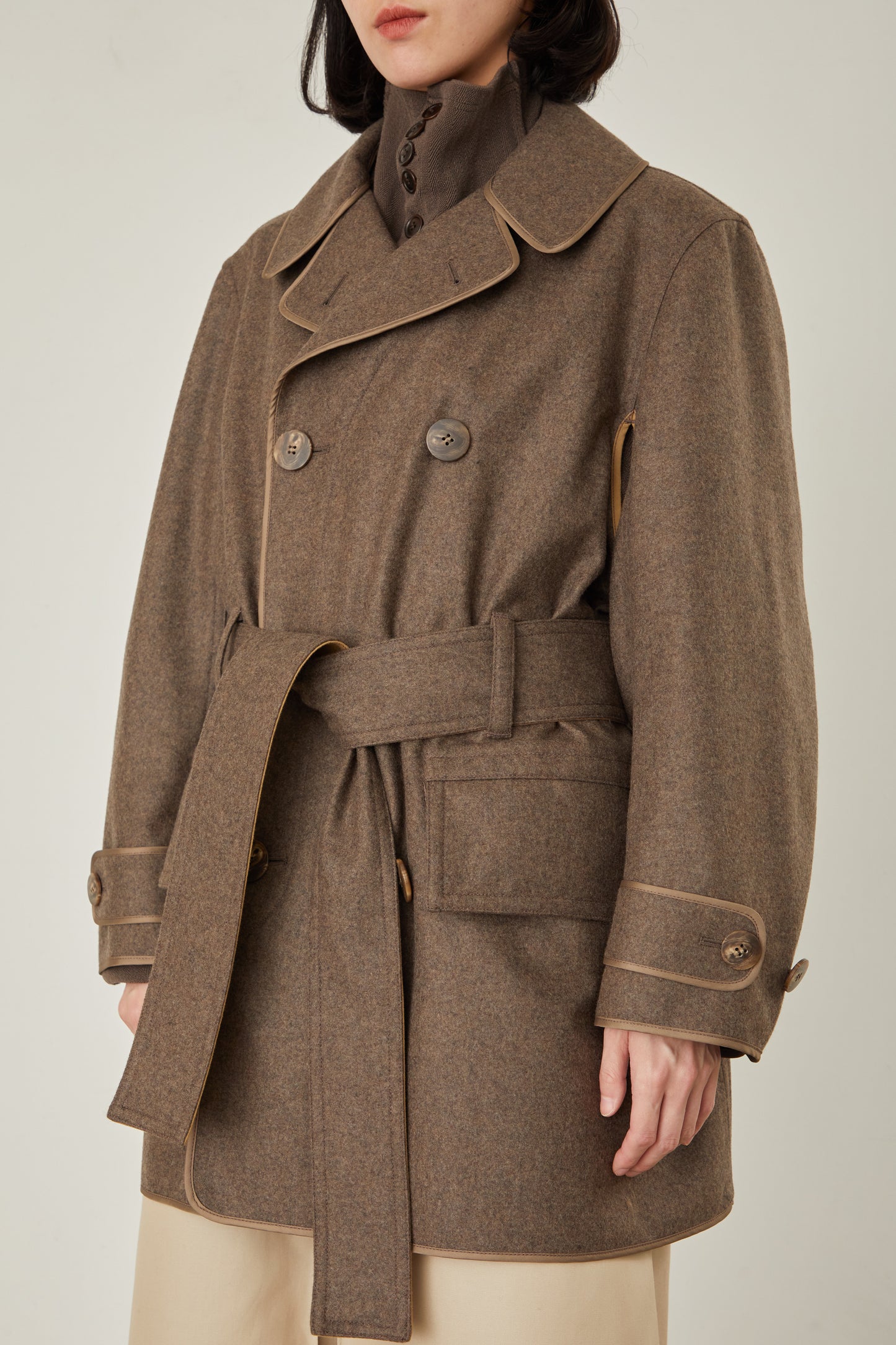 i'm here : with PIPING : LIGHT MELTON MACKINAW COAT