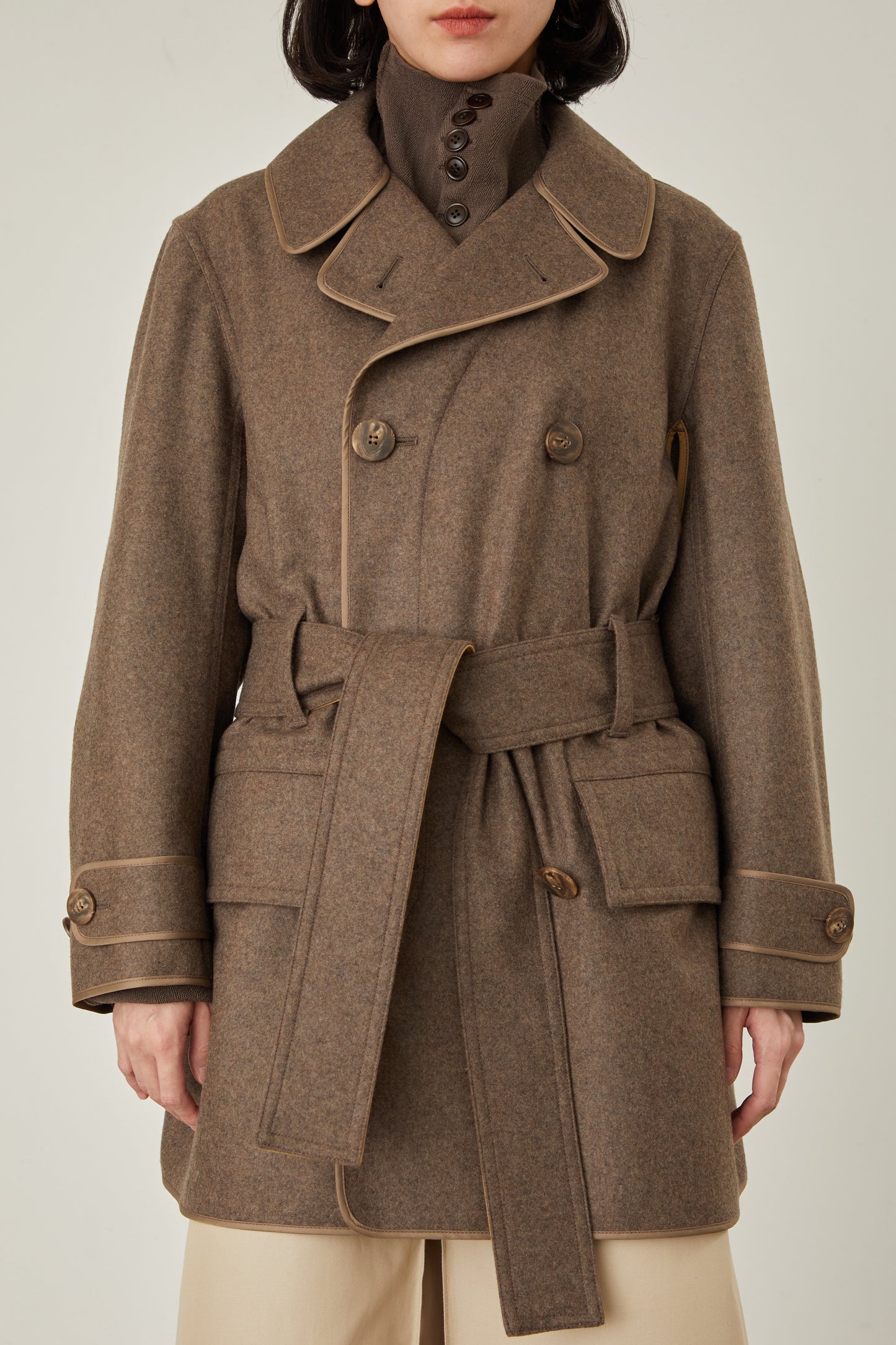 i'm here : with PIPING : LIGHT MELTON MACKINAW COAT