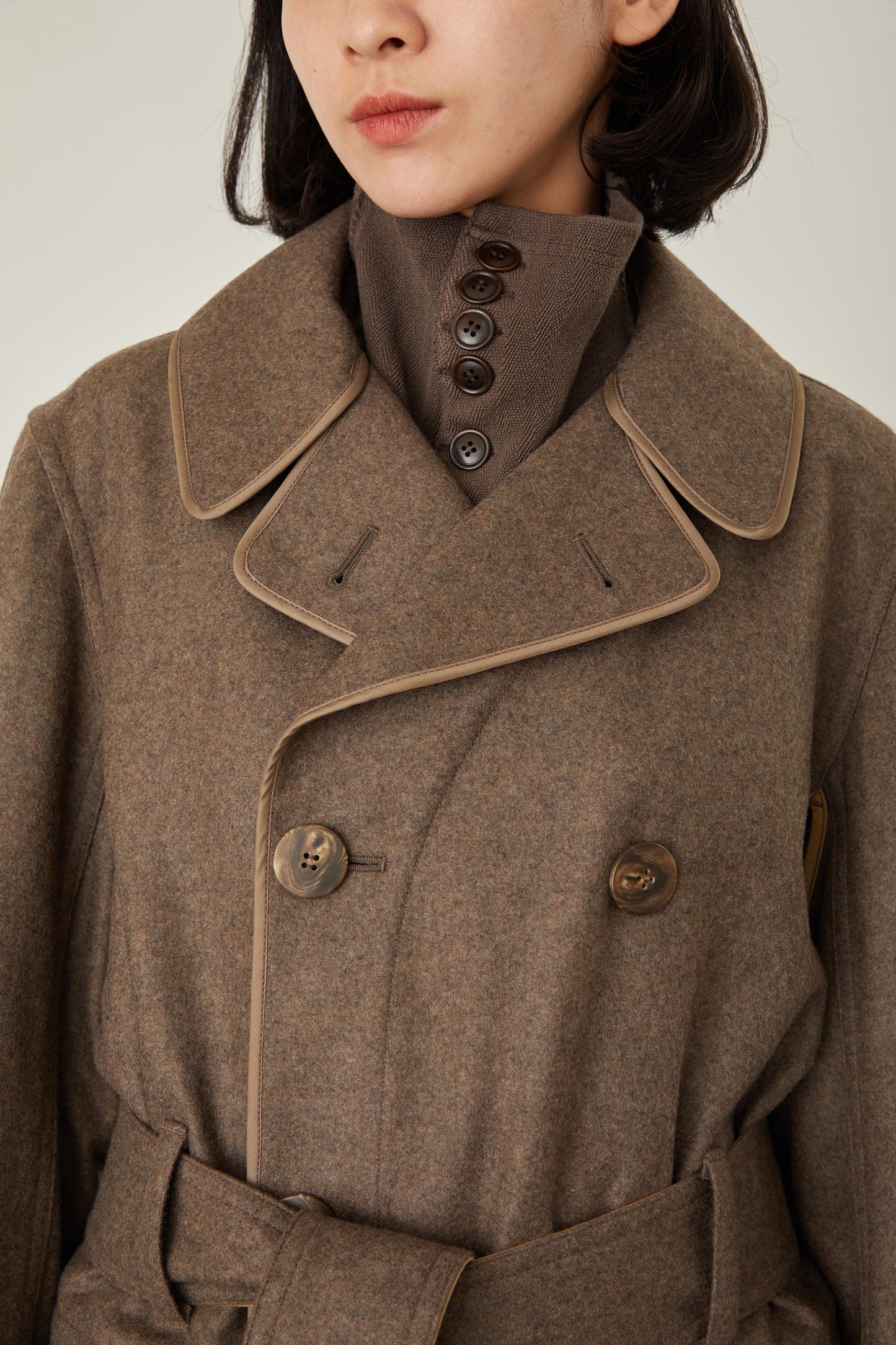 i'm here : with PIPING : LIGHT MELTON MACKINAW COAT