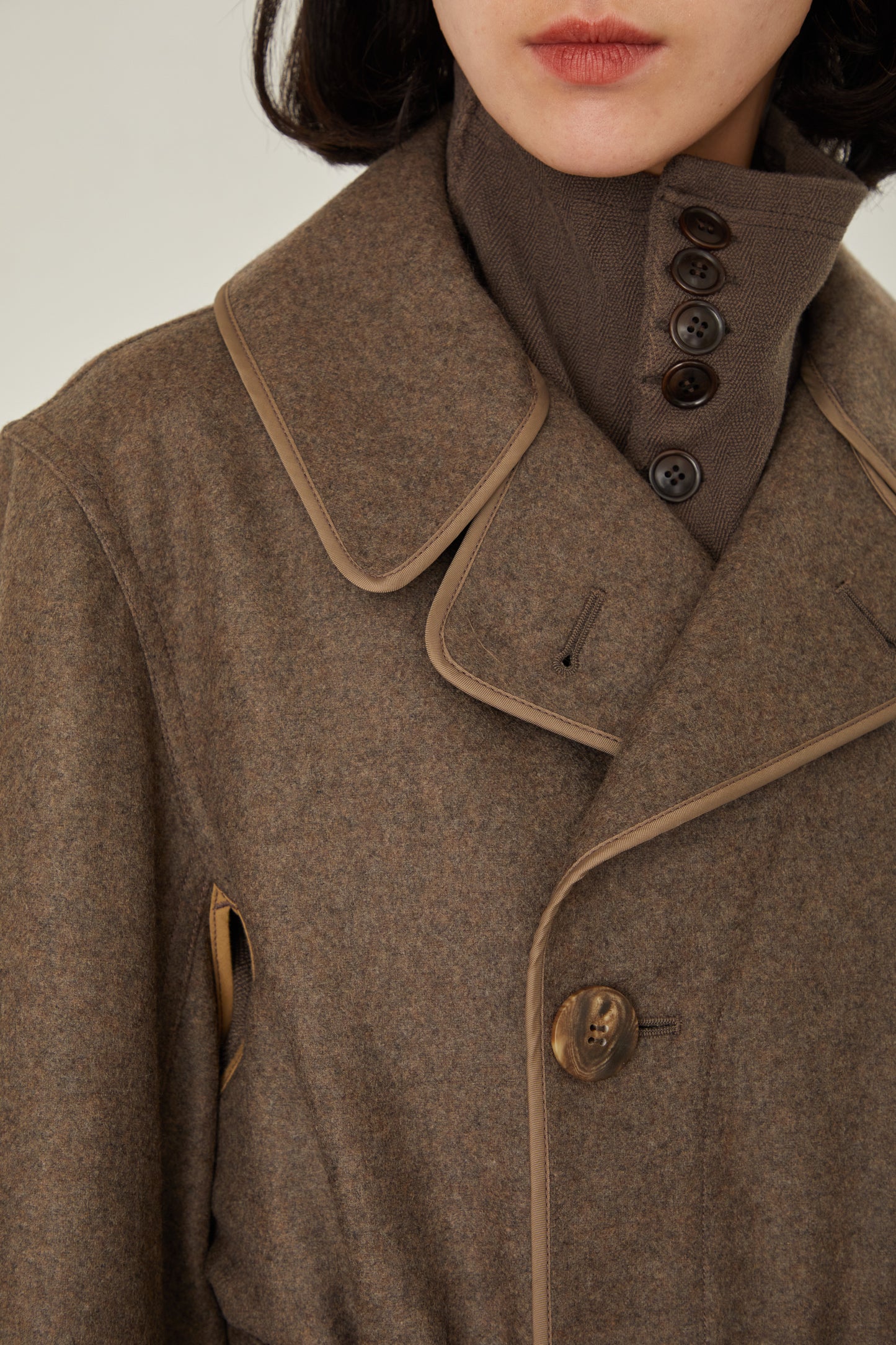 i'm here : with PIPING : LIGHT MELTON MACKINAW COAT