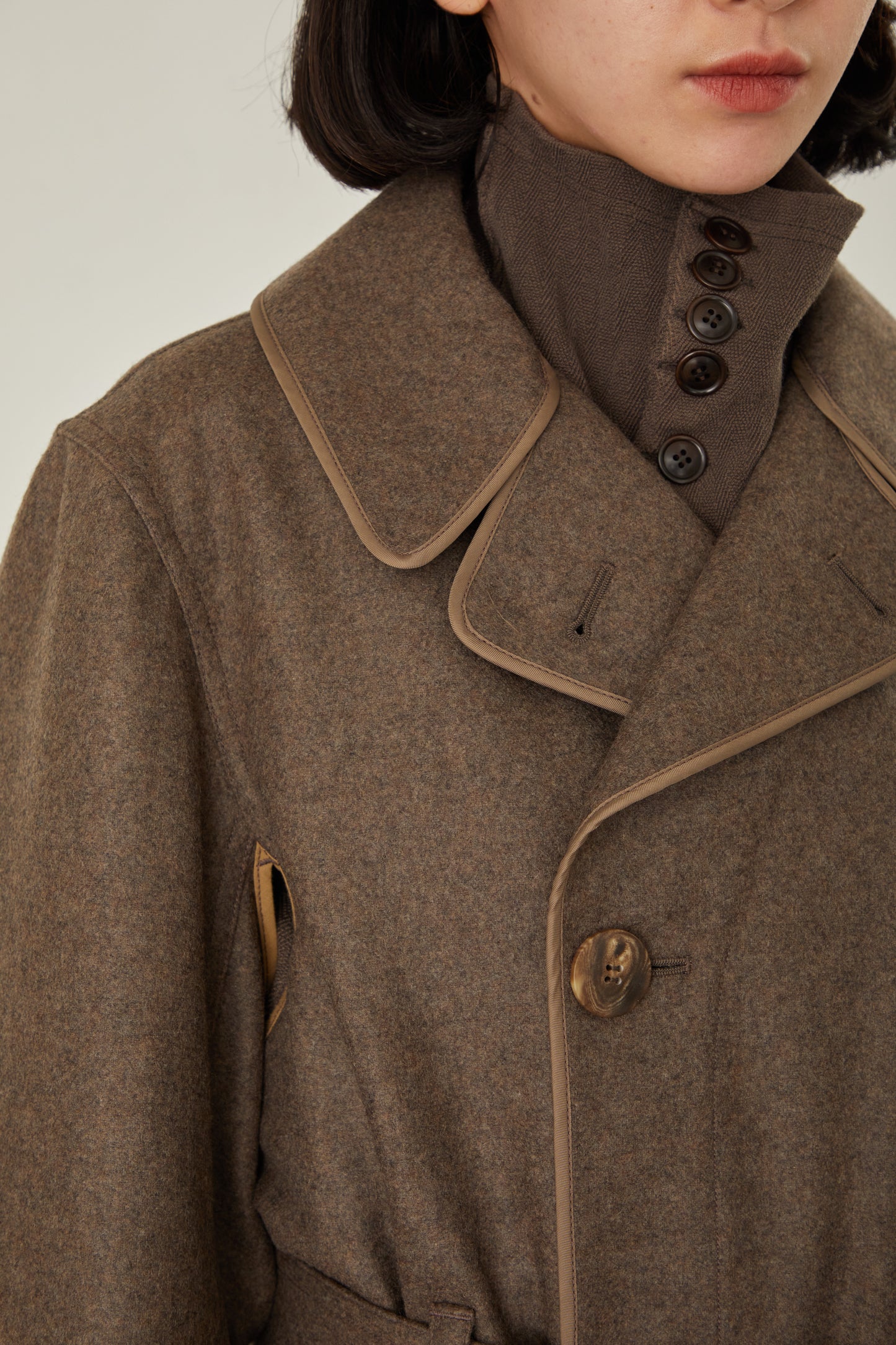 i'm here : with PIPING : LIGHT MELTON MACKINAW COAT