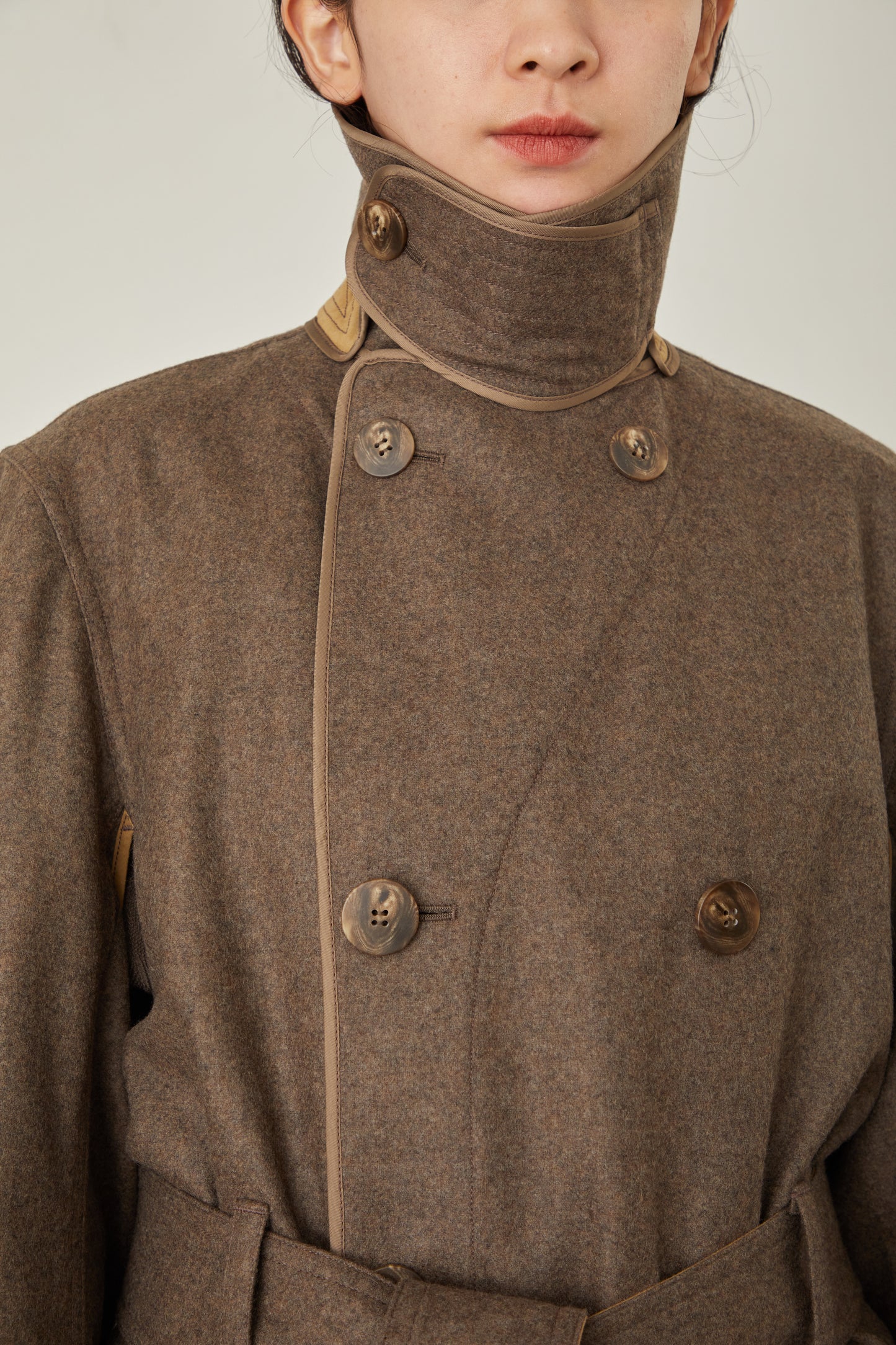 i'm here : with PIPING : LIGHT MELTON MACKINAW COAT