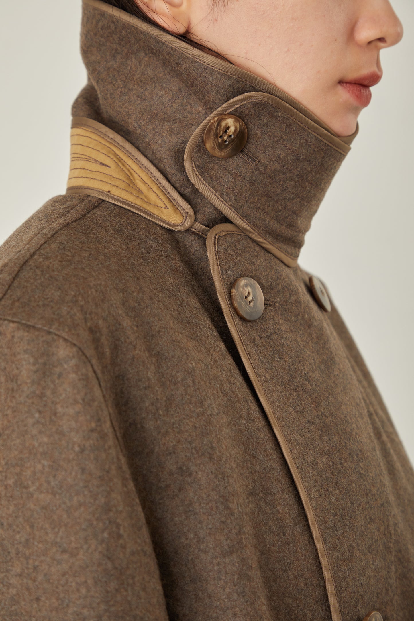 i'm here : with PIPING : LIGHT MELTON MACKINAW COAT