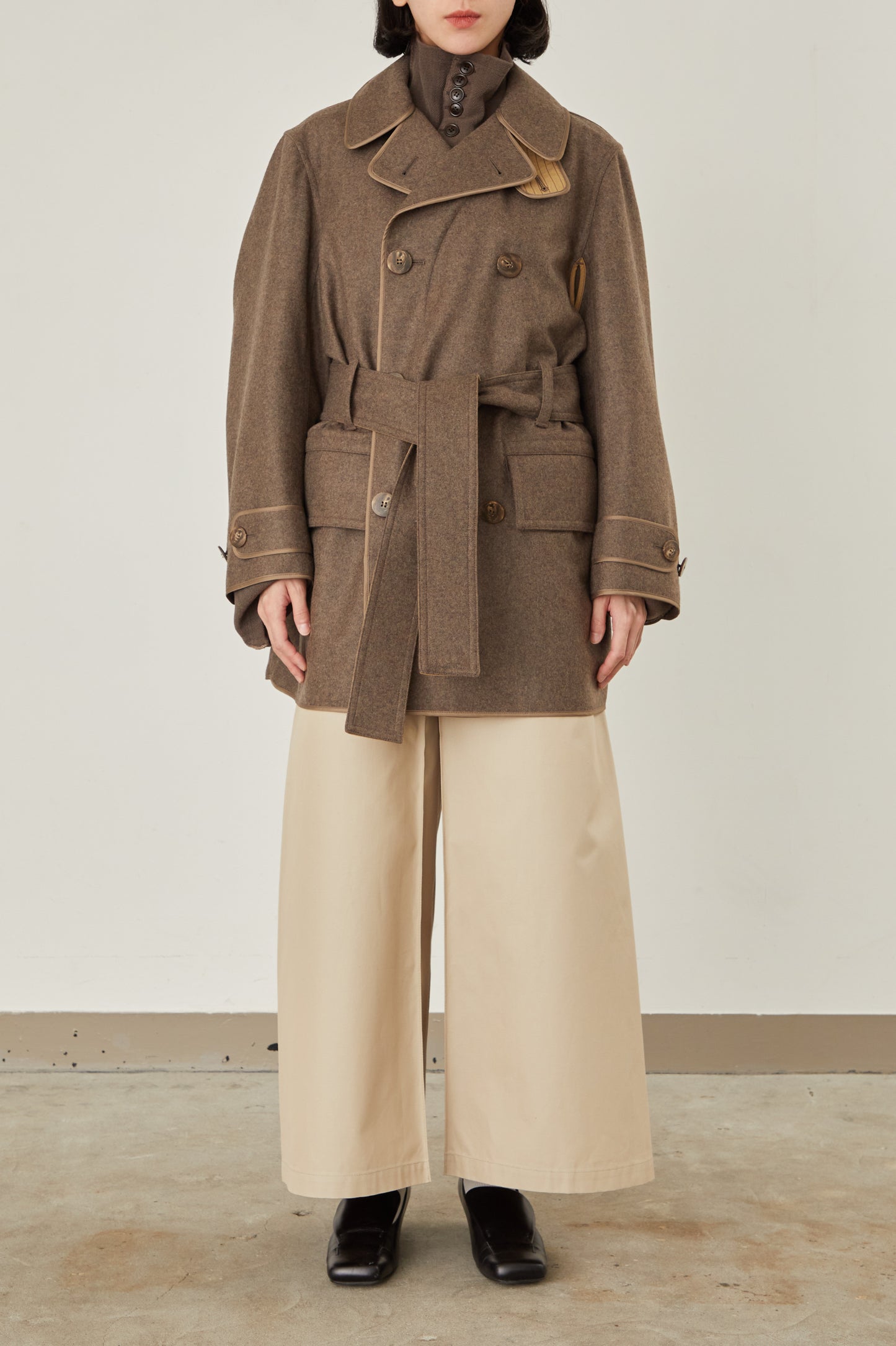 i'm here : with PIPING : LIGHT MELTON MACKINAW COAT