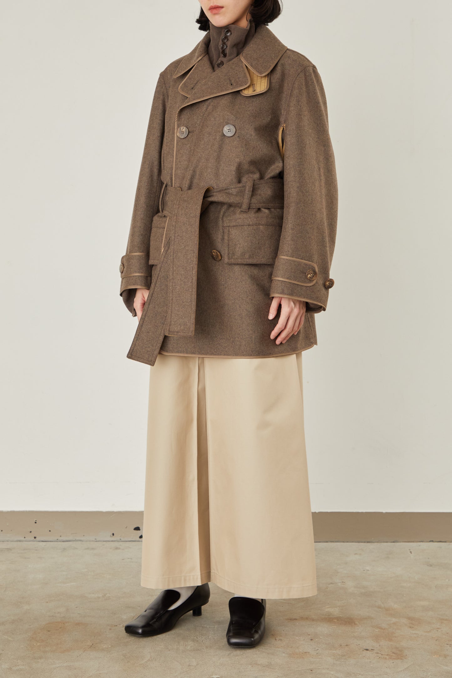 i'm here : with PIPING : LIGHT MELTON MACKINAW COAT