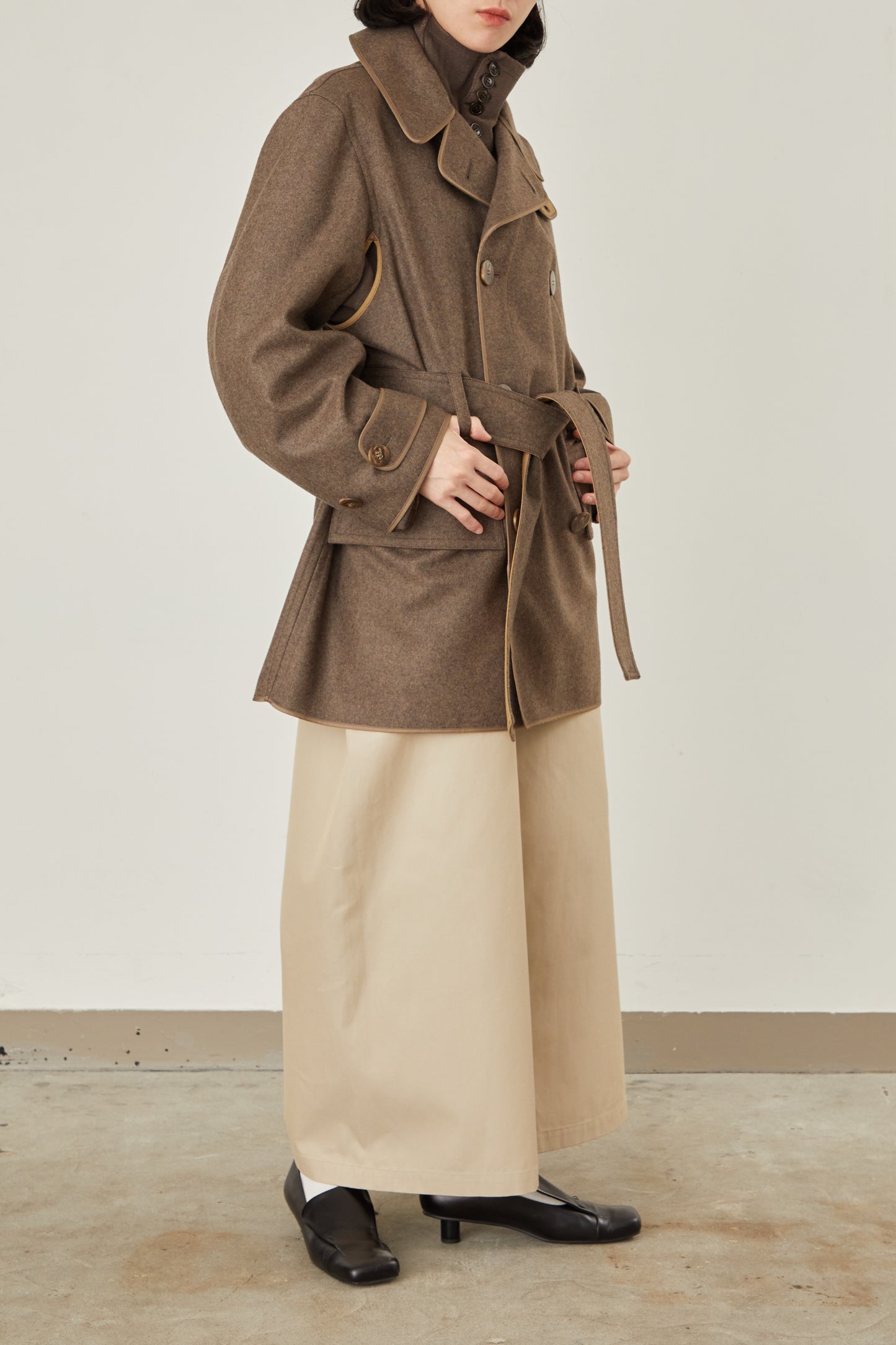 i'm here : with PIPING : LIGHT MELTON MACKINAW COAT
