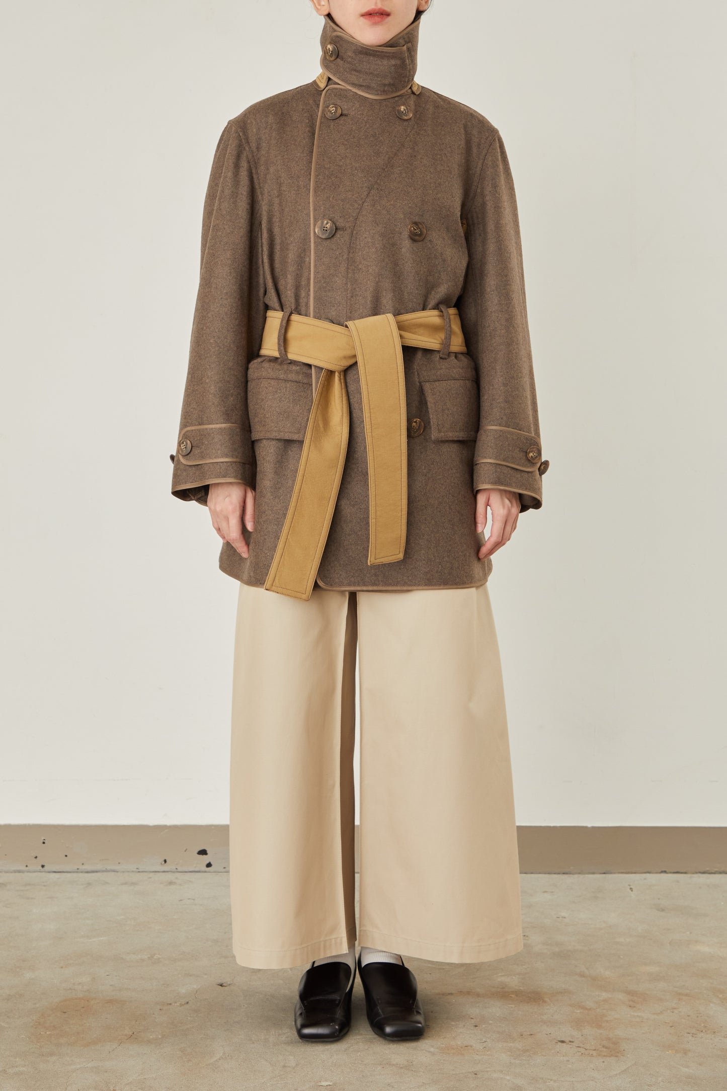 i'm here : with PIPING : LIGHT MELTON MACKINAW COAT