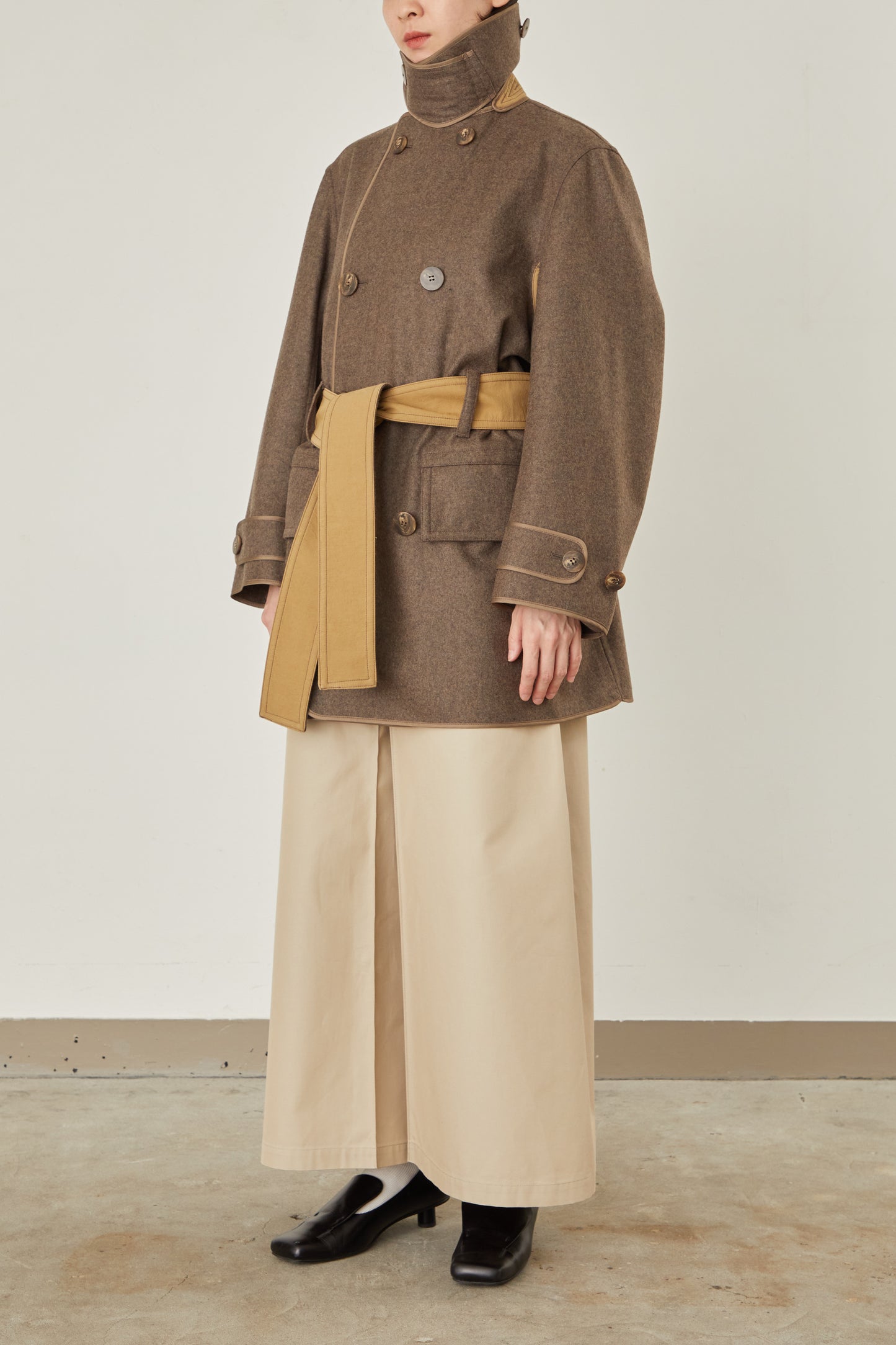i'm here : with PIPING : LIGHT MELTON MACKINAW COAT