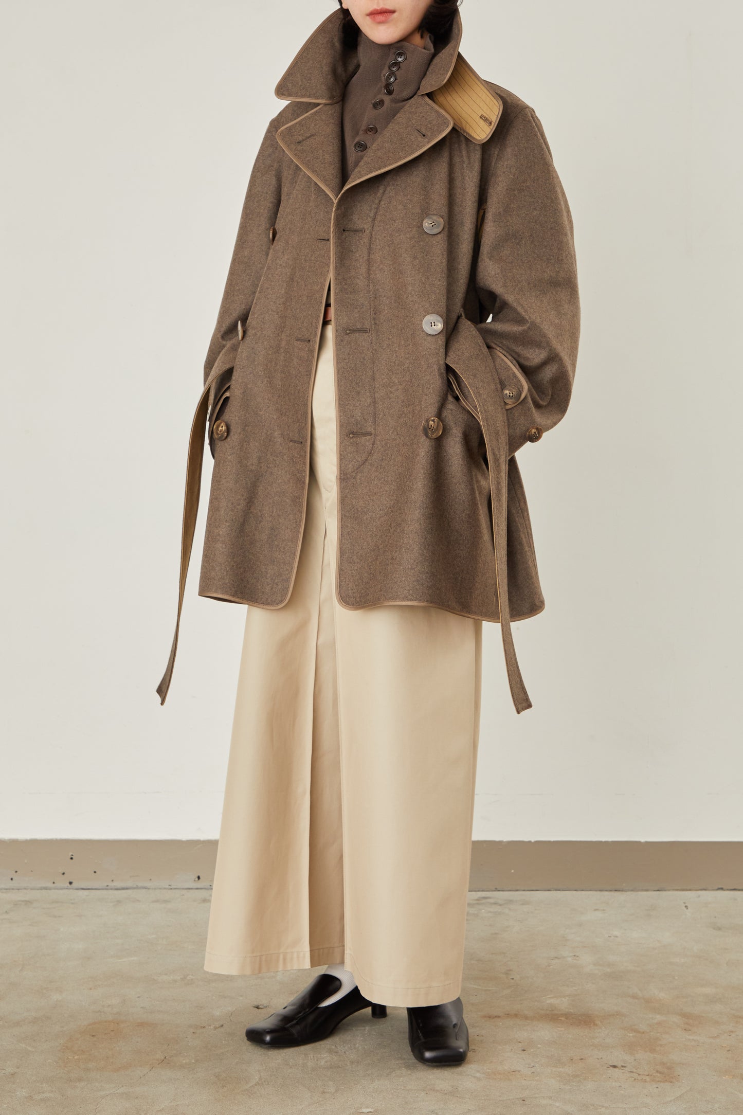 i'm here : with PIPING : LIGHT MELTON MACKINAW COAT