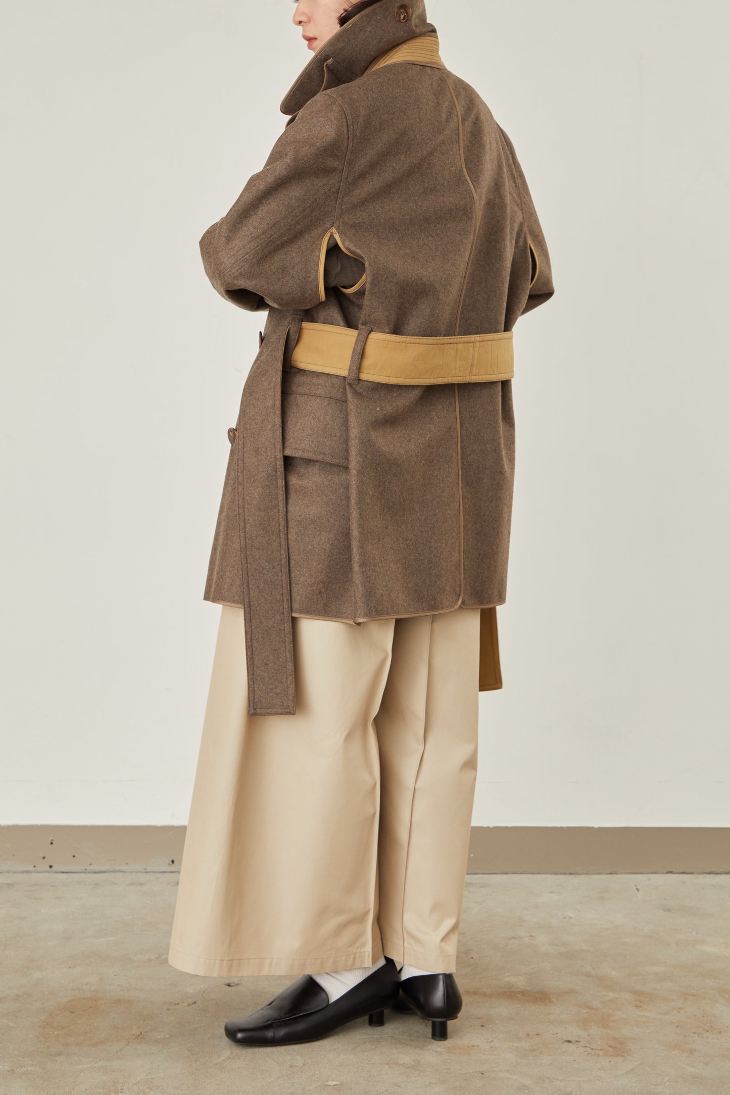 i'm here : with PIPING : LIGHT MELTON MACKINAW COAT