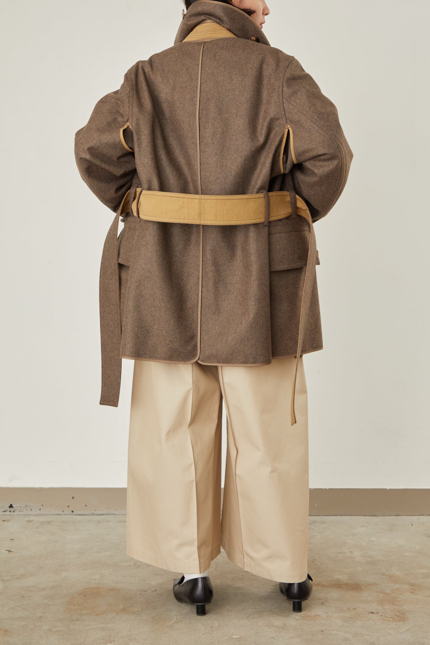 i'm here : with PIPING : LIGHT MELTON MACKINAW COAT