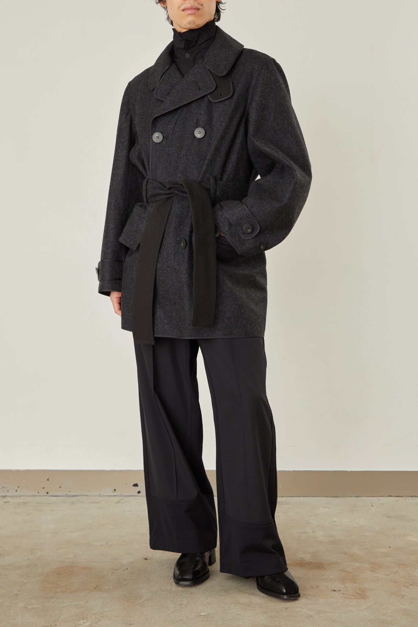i'm here : with PIPING : LIGHT MELTON MACKINAW COAT
