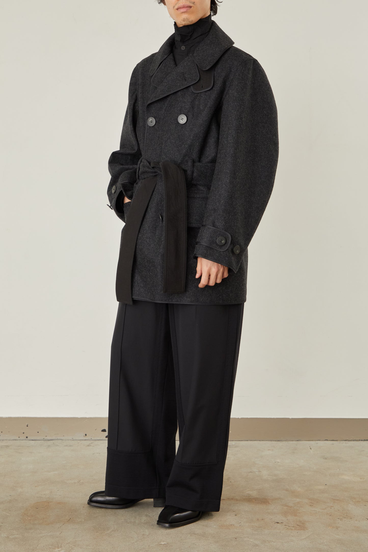 i'm here : with PIPING : LIGHT MELTON MACKINAW COAT
