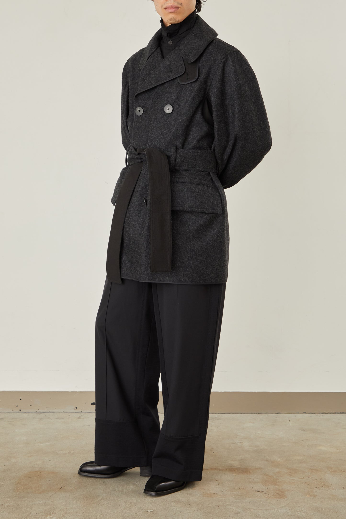 i'm here : with PIPING : LIGHT MELTON MACKINAW COAT