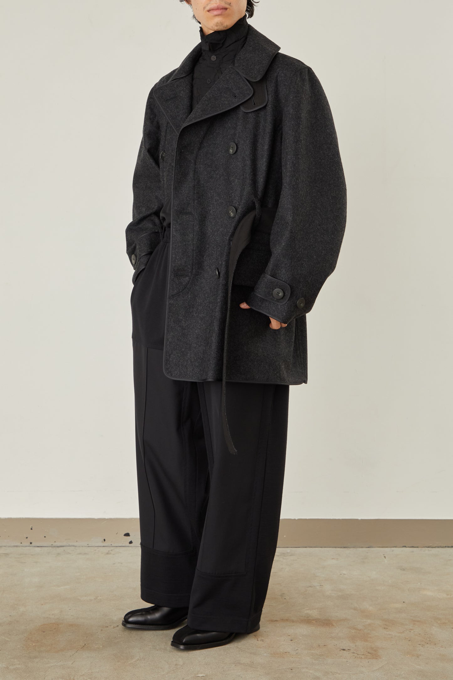 i'm here : with PIPING : LIGHT MELTON MACKINAW COAT
