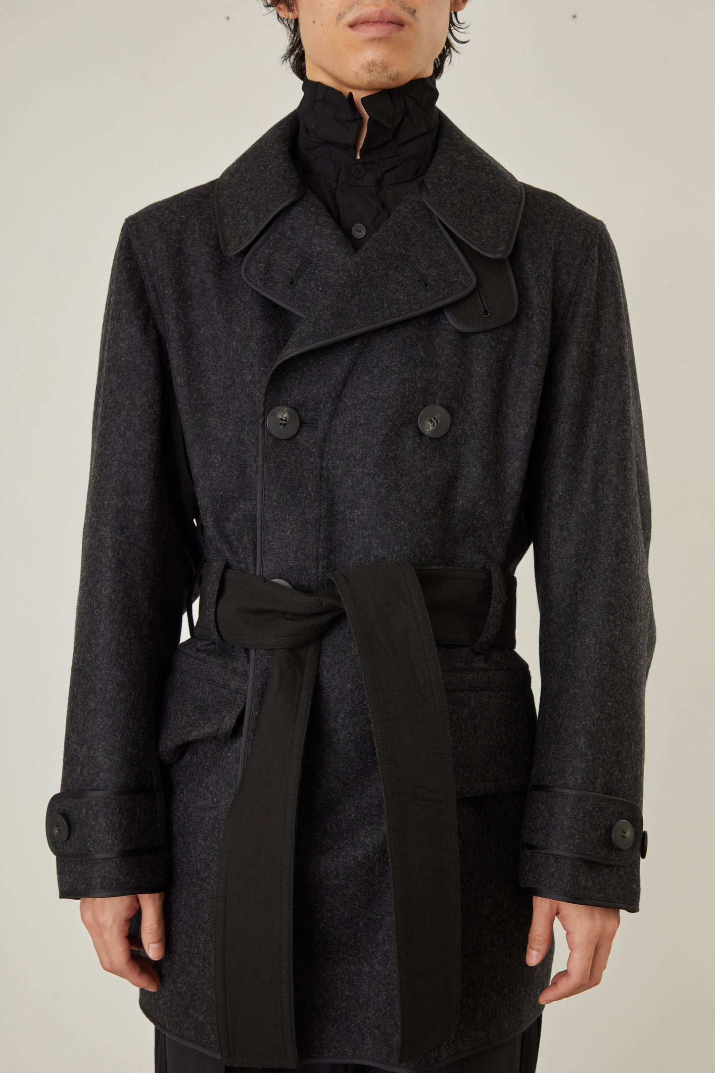 i'm here : with PIPING : LIGHT MELTON MACKINAW COAT