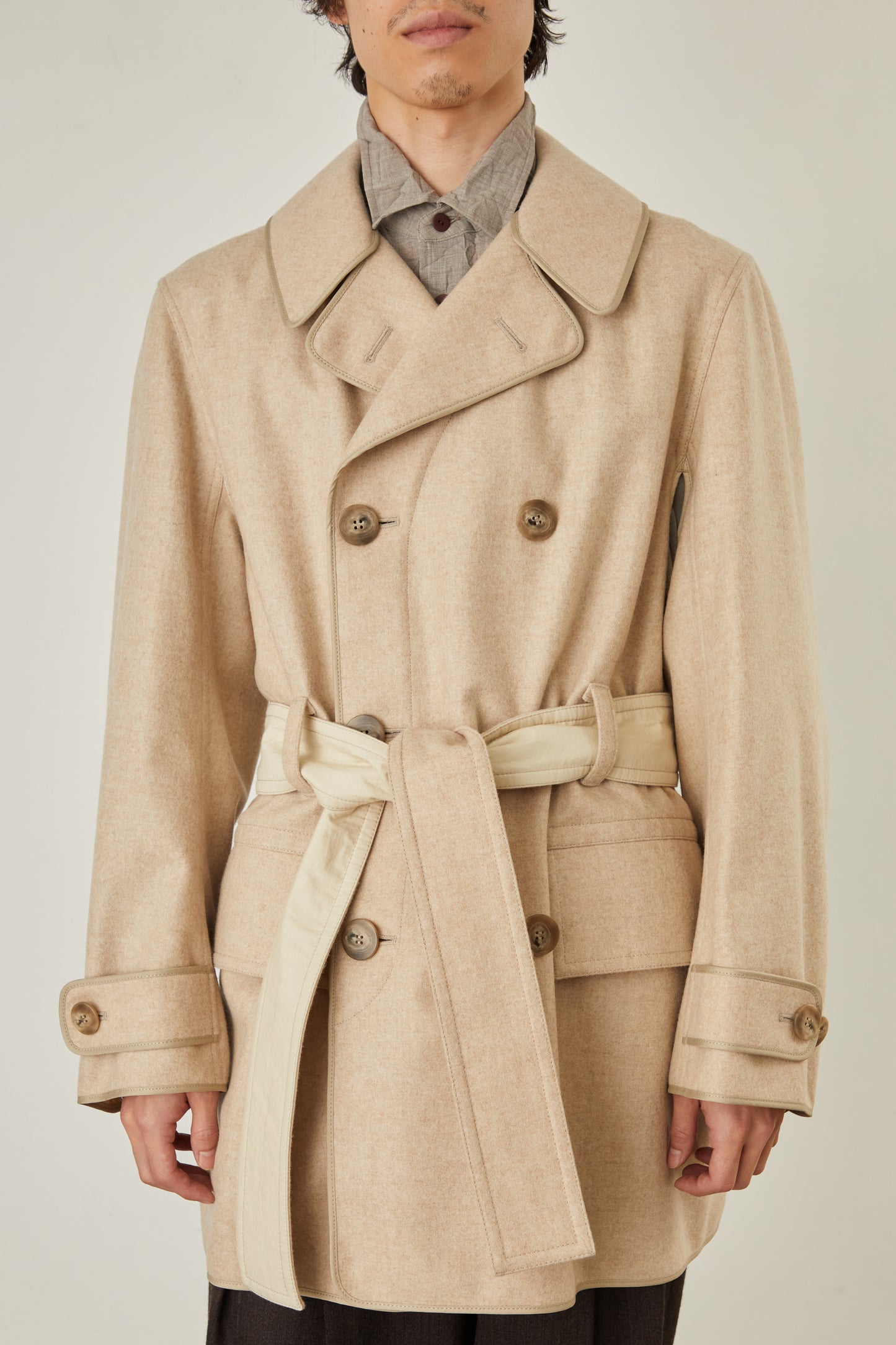 i'm here : with PIPING : LIGHT MELTON MACKINAW COAT