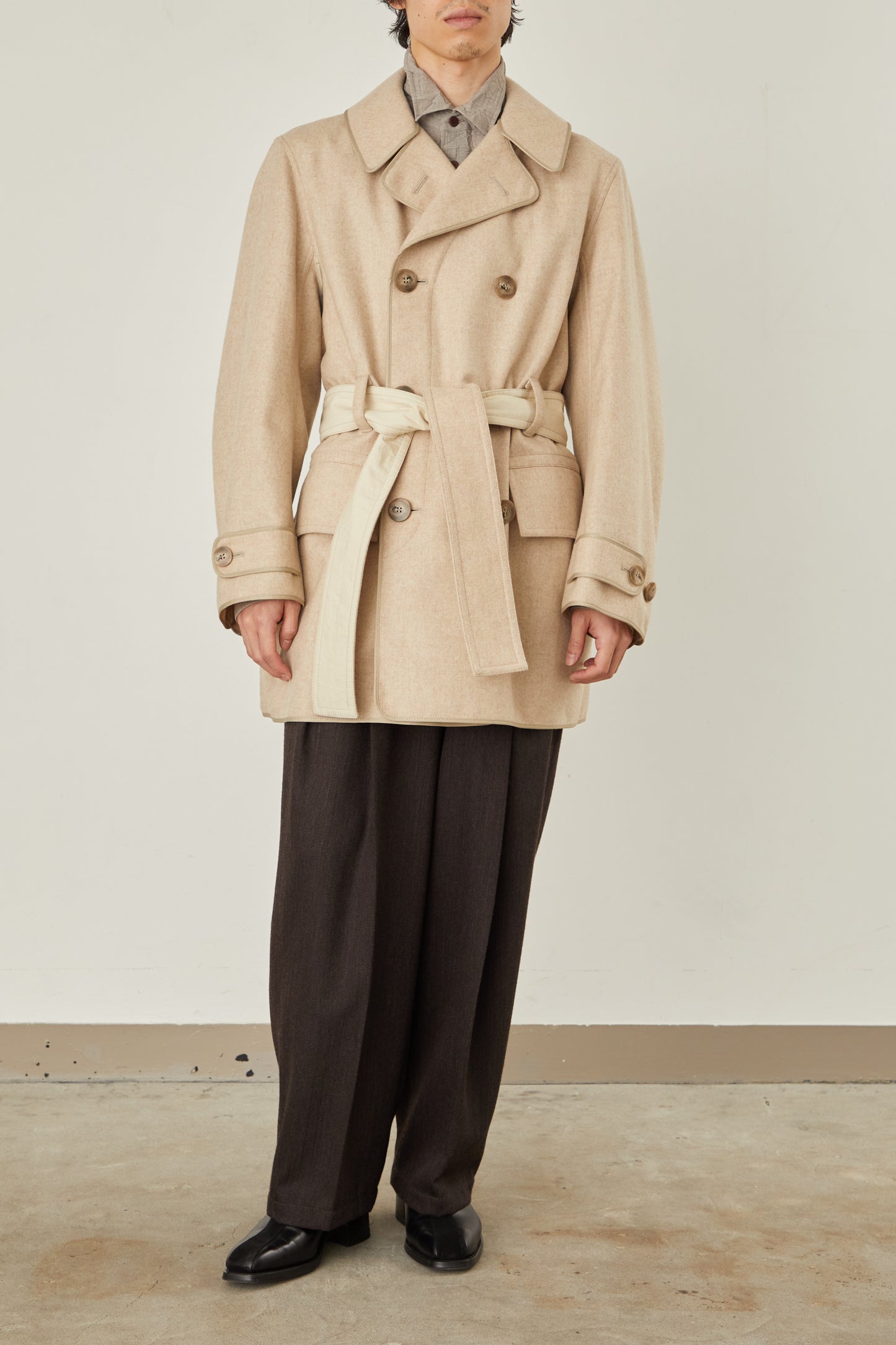 i'm here : with PIPING : LIGHT MELTON MACKINAW COAT