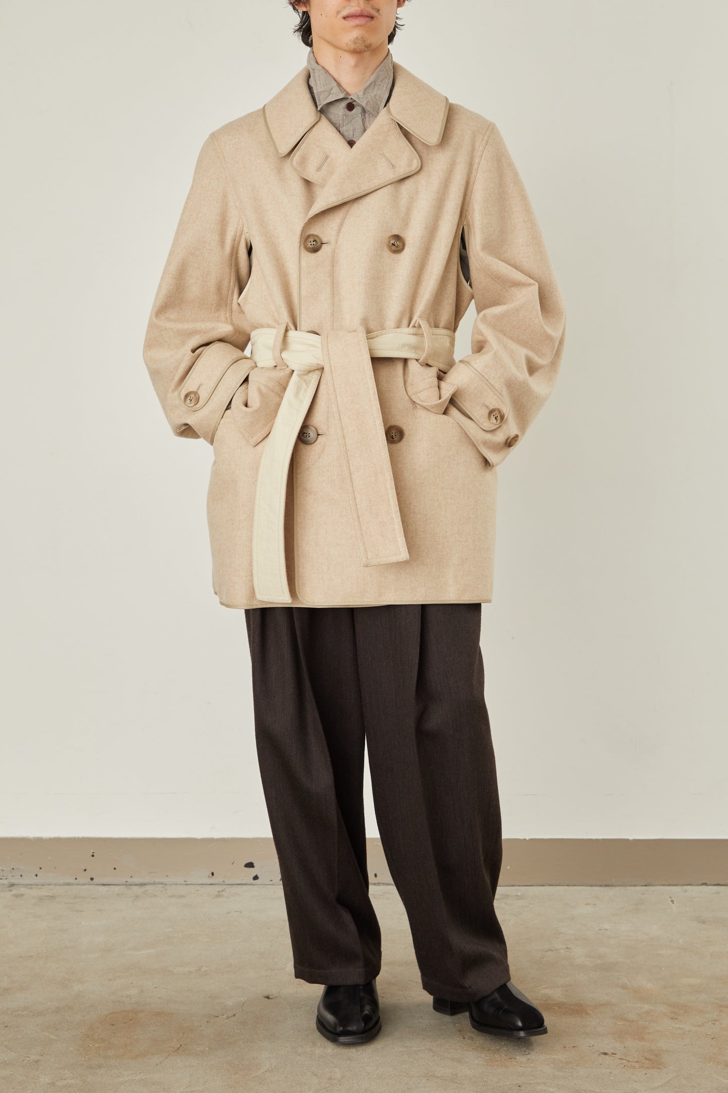 i'm here : with PIPING : LIGHT MELTON MACKINAW COAT