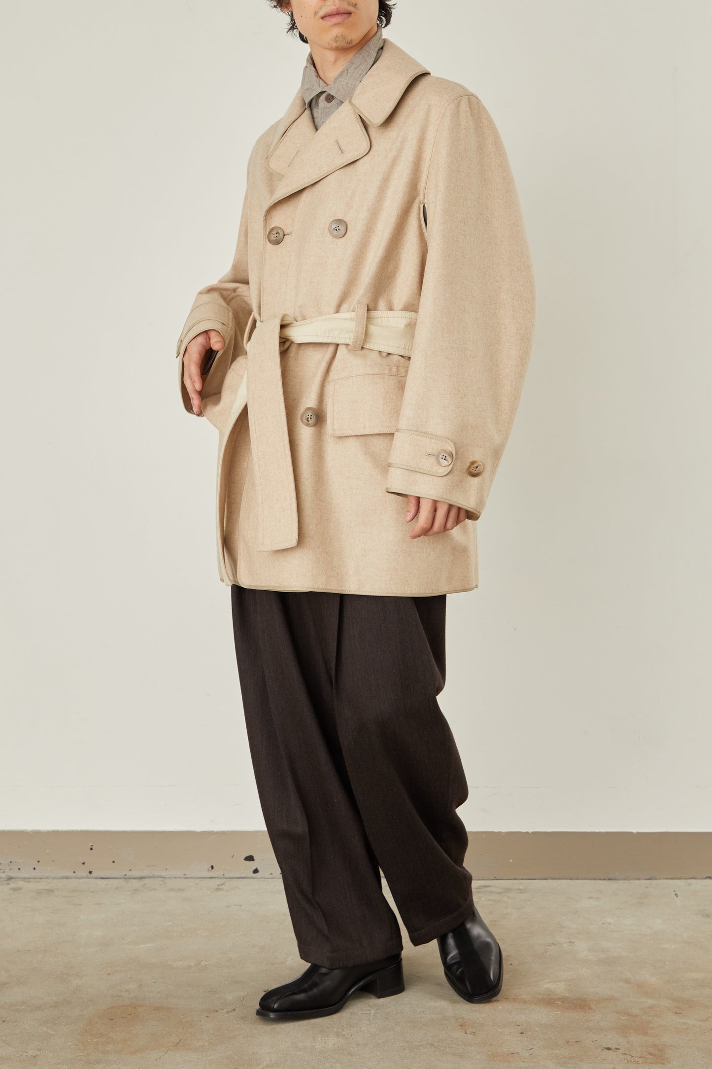 i'm here : with PIPING : LIGHT MELTON MACKINAW COAT