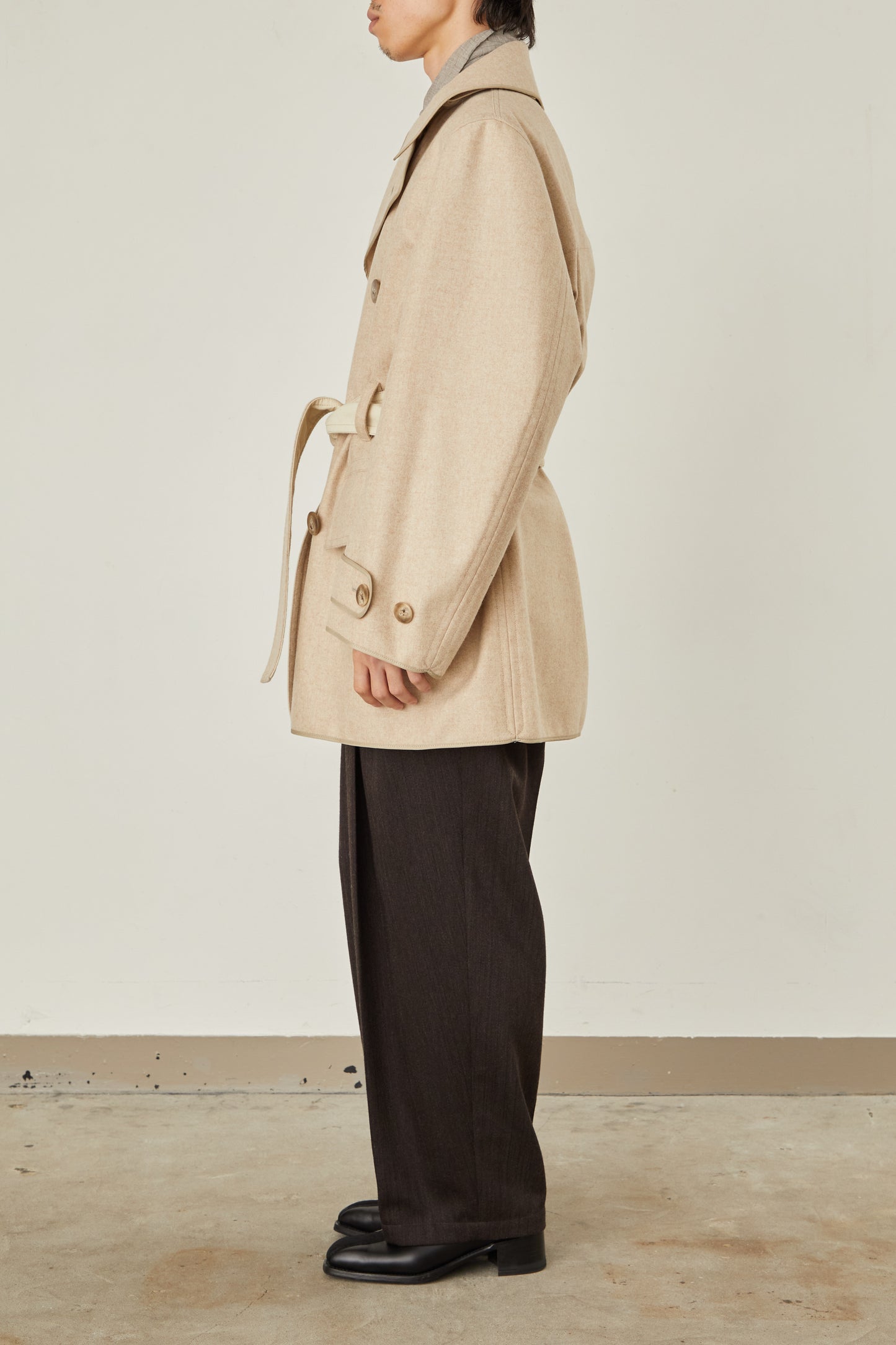 i'm here : with PIPING : LIGHT MELTON MACKINAW COAT