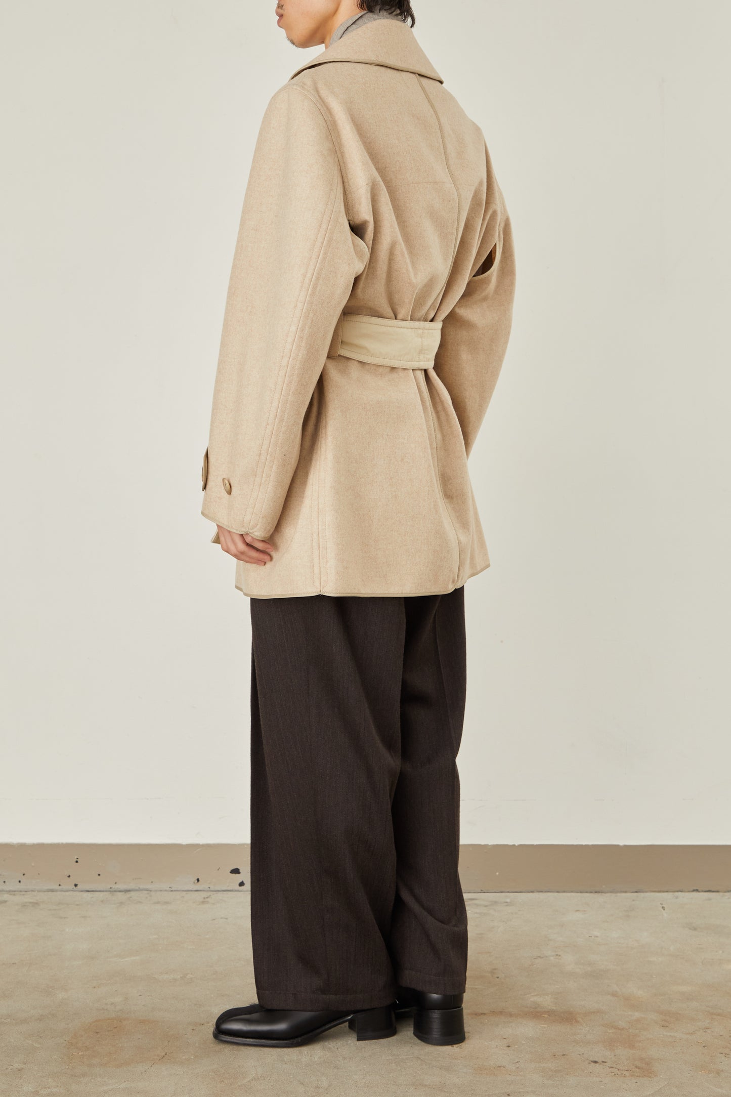 i'm here : with PIPING : LIGHT MELTON MACKINAW COAT