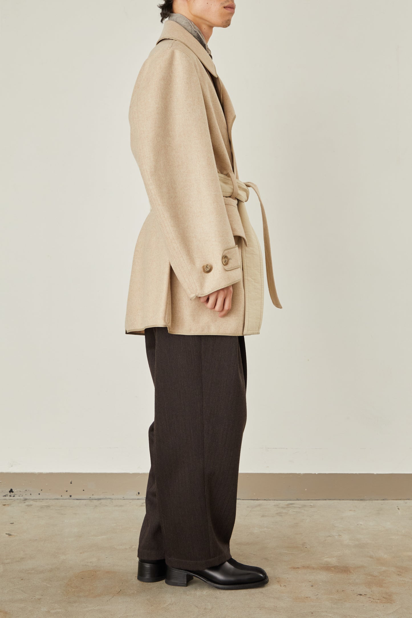 i'm here : with PIPING : LIGHT MELTON MACKINAW COAT