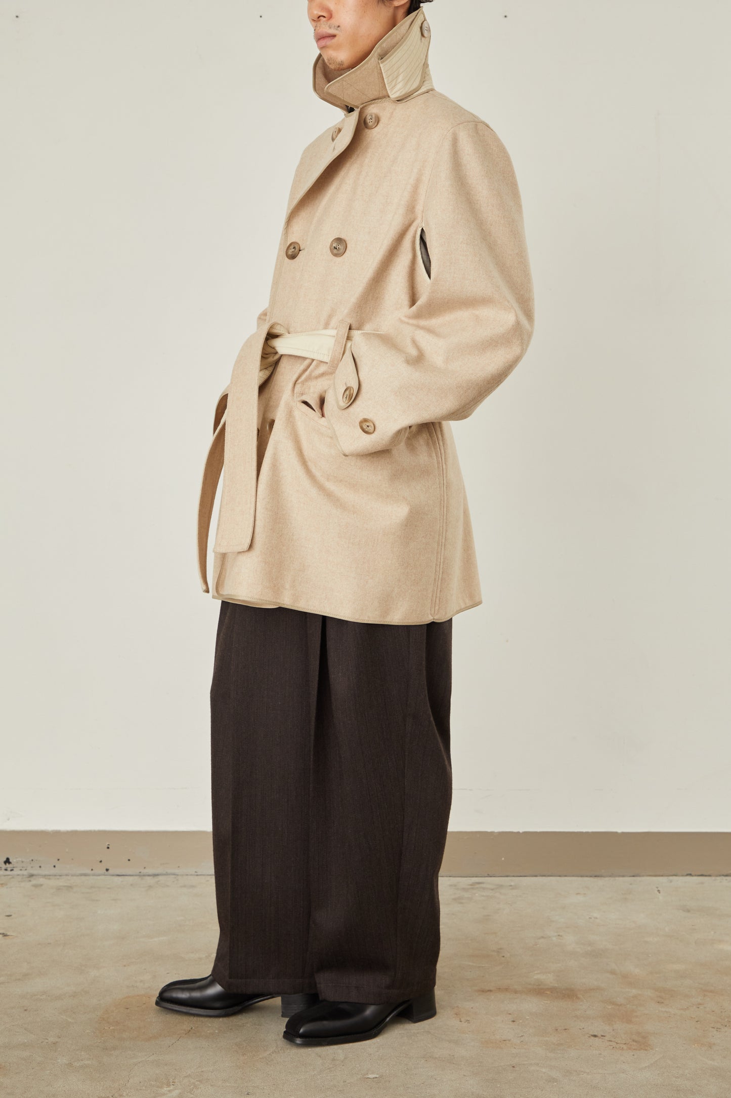 i'm here : with PIPING : LIGHT MELTON MACKINAW COAT