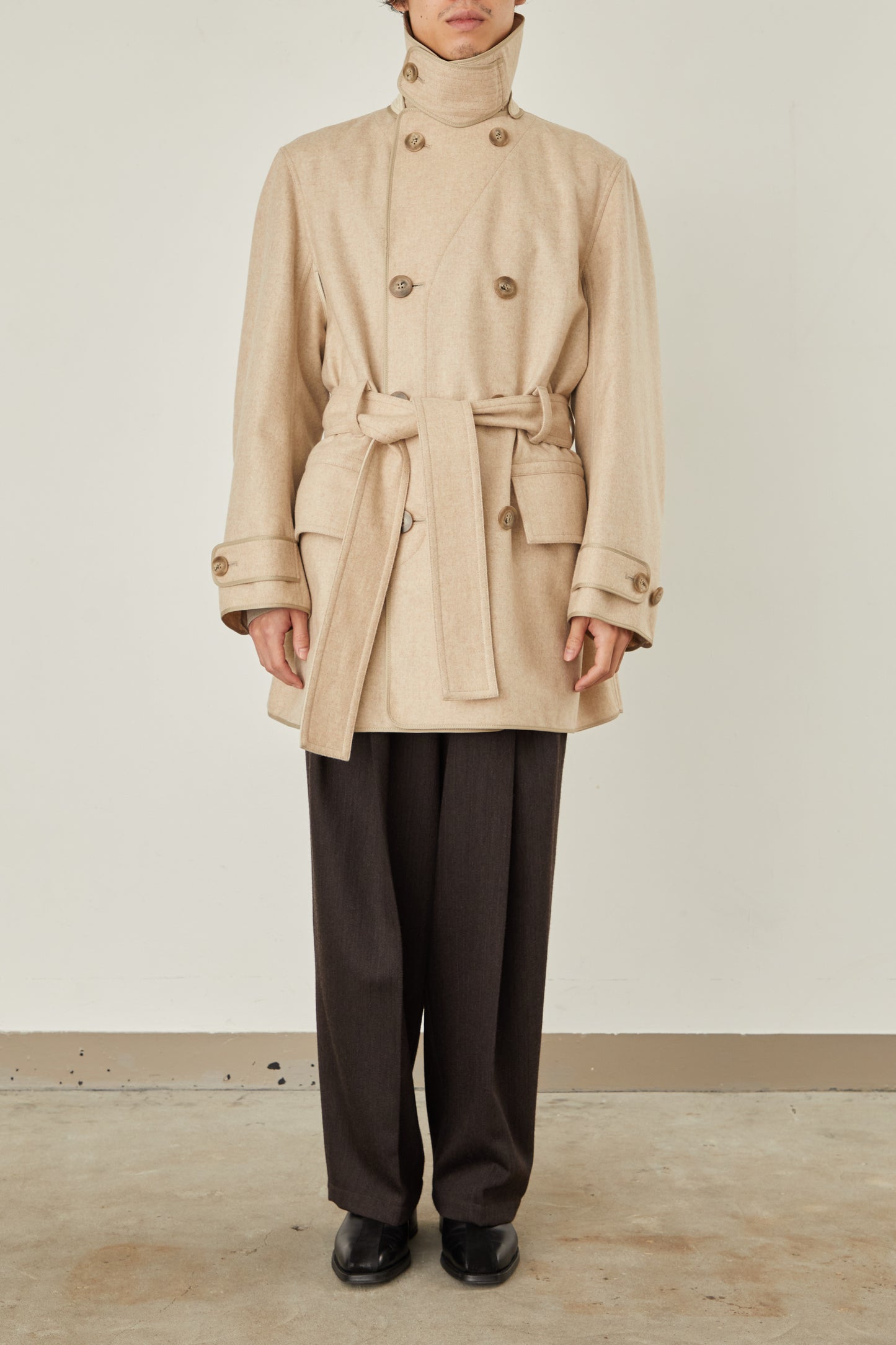i'm here : with PIPING : LIGHT MELTON MACKINAW COAT