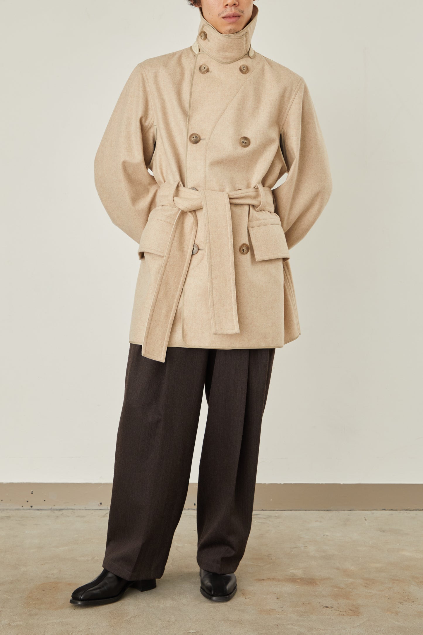 i'm here : with PIPING : LIGHT MELTON MACKINAW COAT