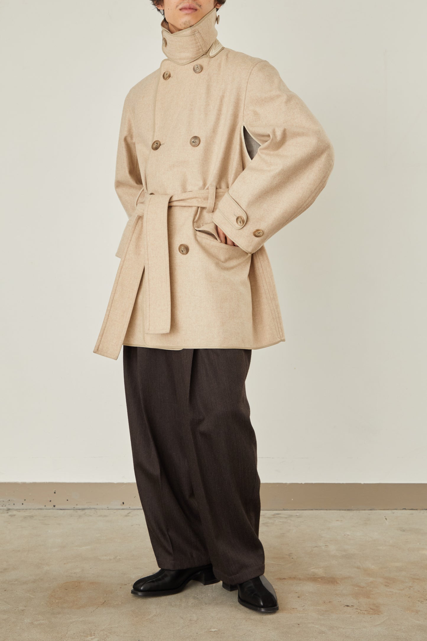 i'm here : with PIPING : LIGHT MELTON MACKINAW COAT