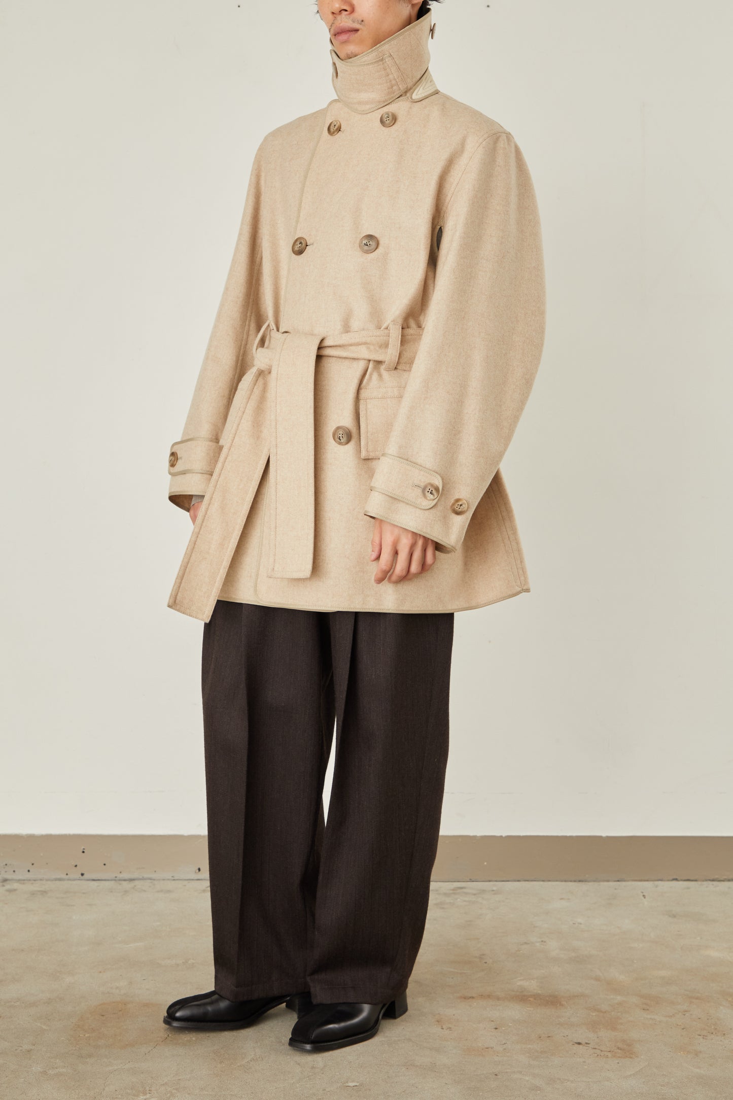i'm here : with PIPING : LIGHT MELTON MACKINAW COAT