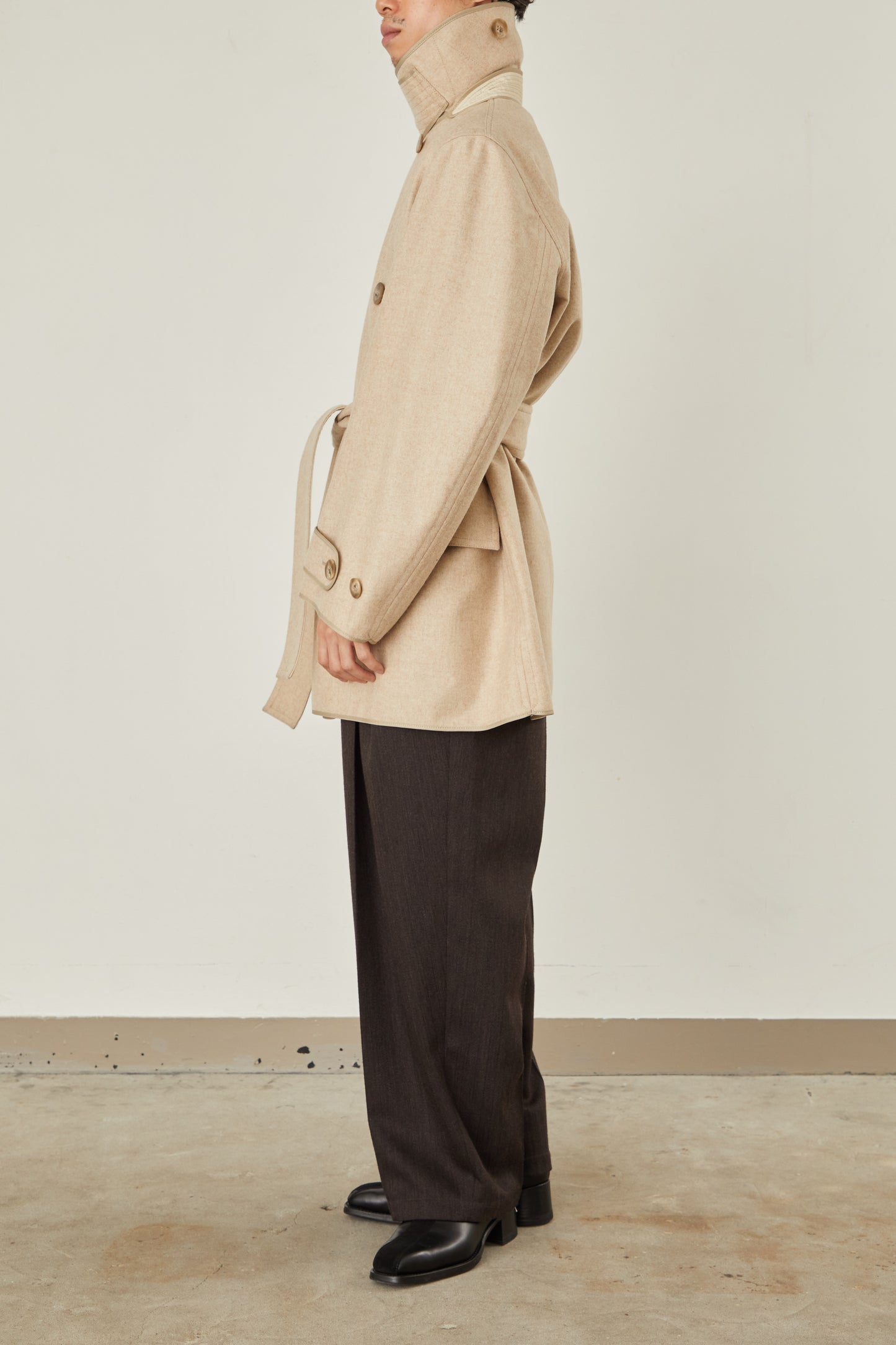 i'm here : with PIPING : LIGHT MELTON MACKINAW COAT