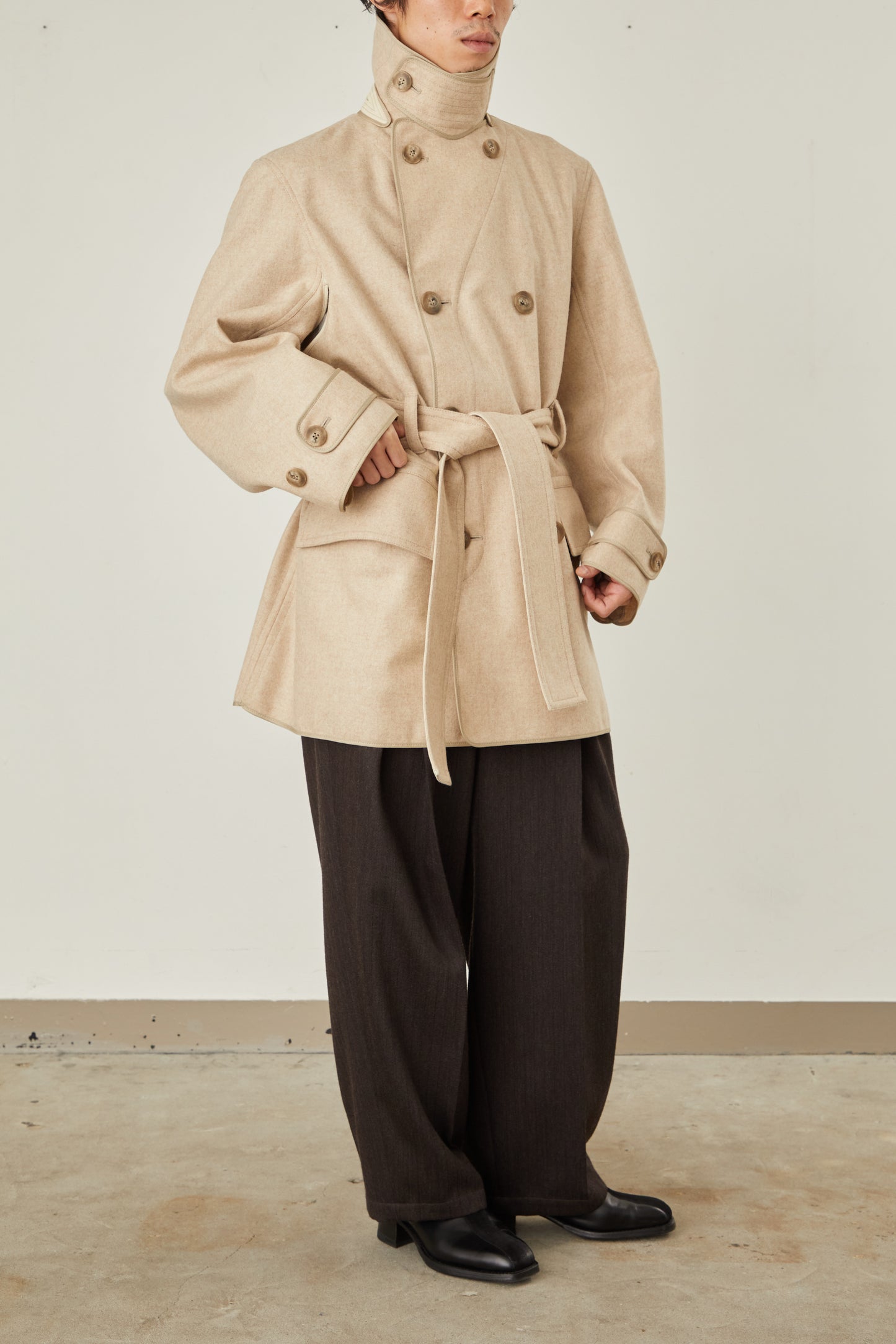 i'm here : with PIPING : LIGHT MELTON MACKINAW COAT