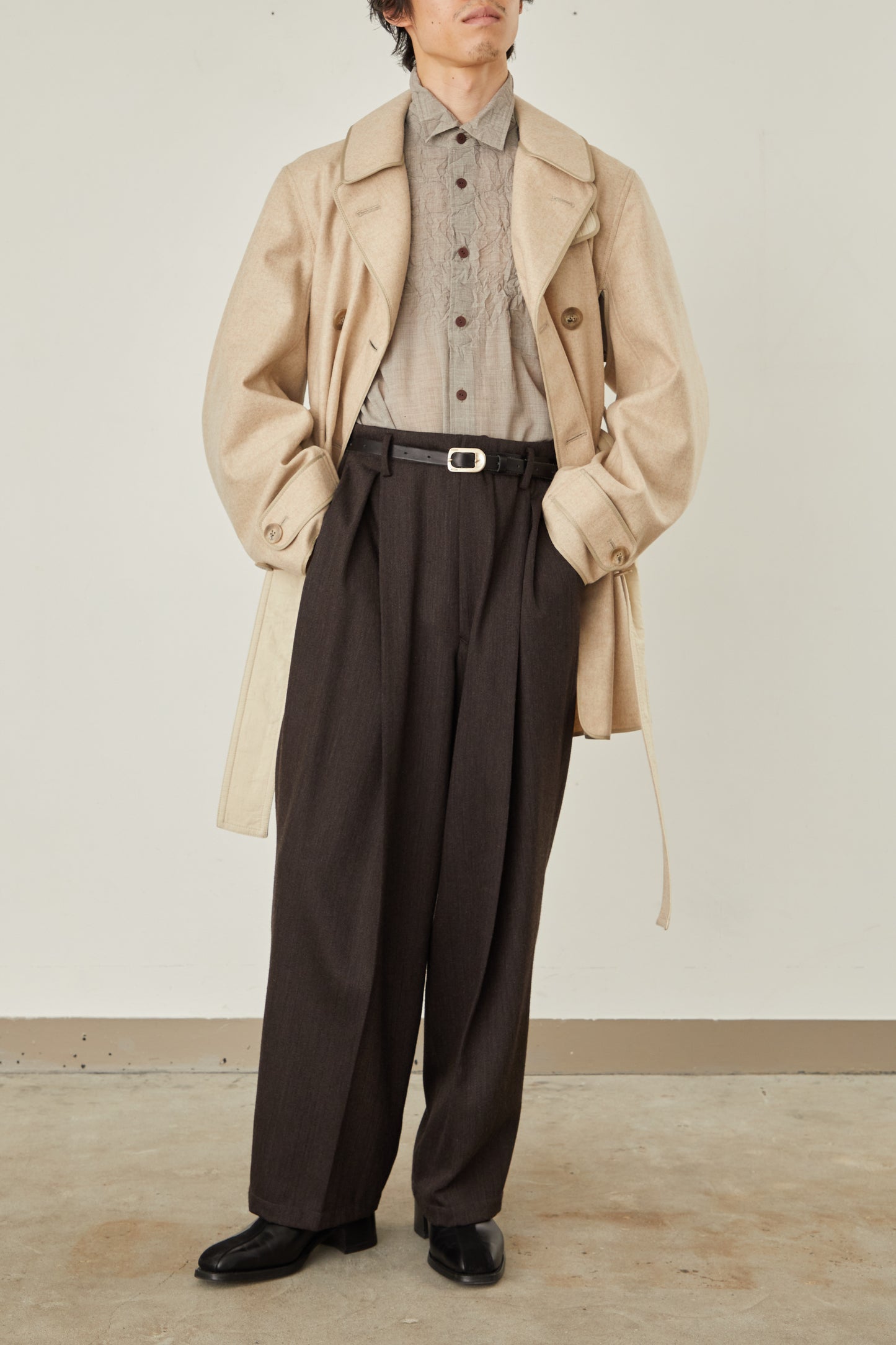 i'm here : with PIPING : LIGHT MELTON MACKINAW COAT
