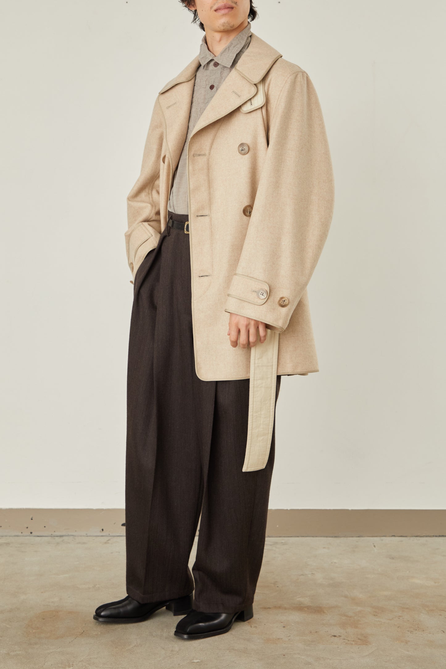 i'm here : with PIPING : LIGHT MELTON MACKINAW COAT
