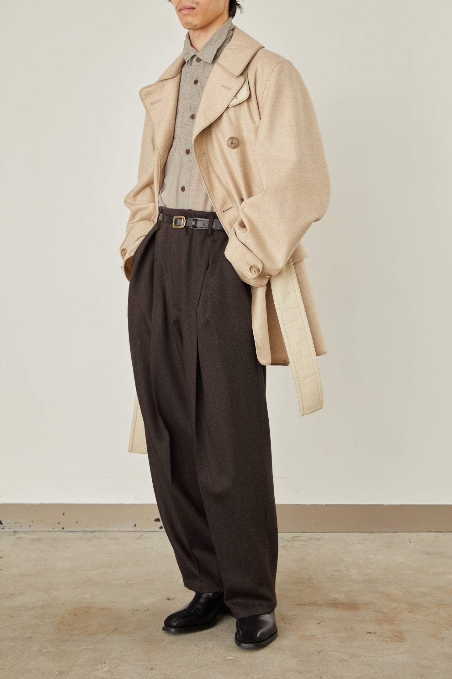 i'm here : with PIPING : LIGHT MELTON MACKINAW COAT