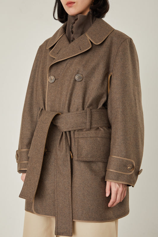i'm here : with PIPING : LIGHT MELTON MACKINAW COAT