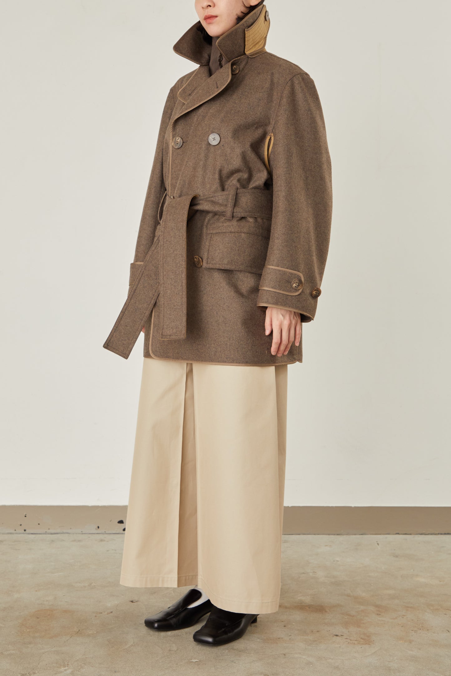 i'm here : with PIPING : LIGHT MELTON MACKINAW COAT
