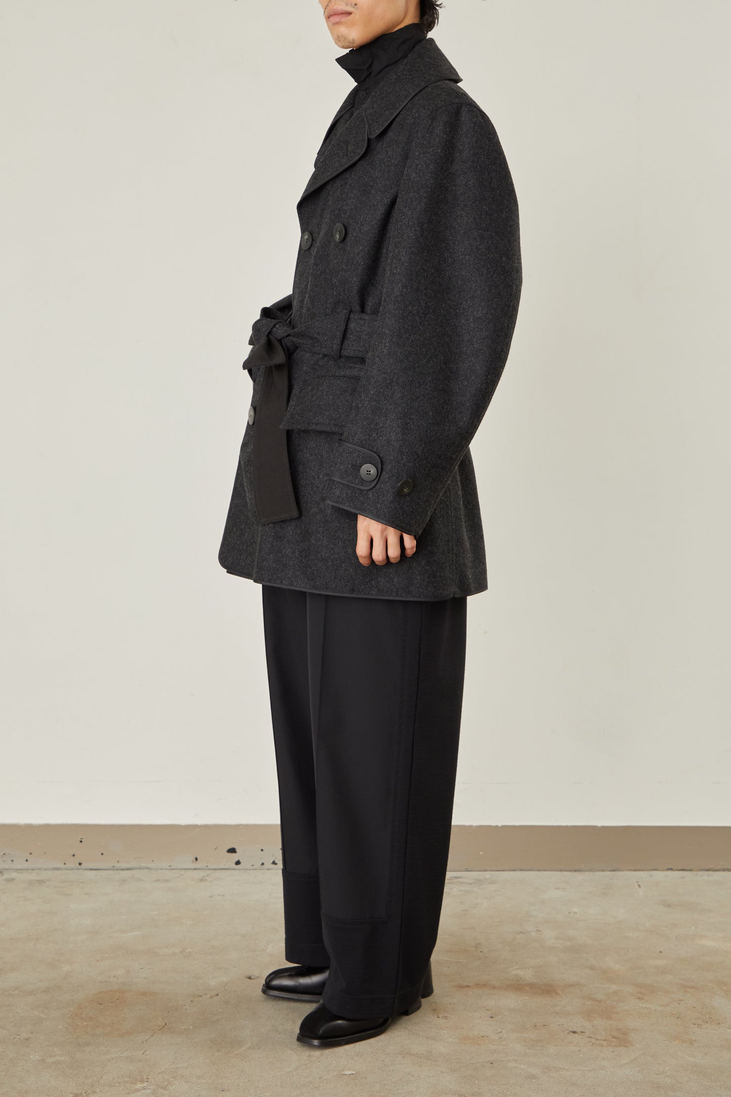 i'm here : with PIPING : LIGHT MELTON MACKINAW COAT