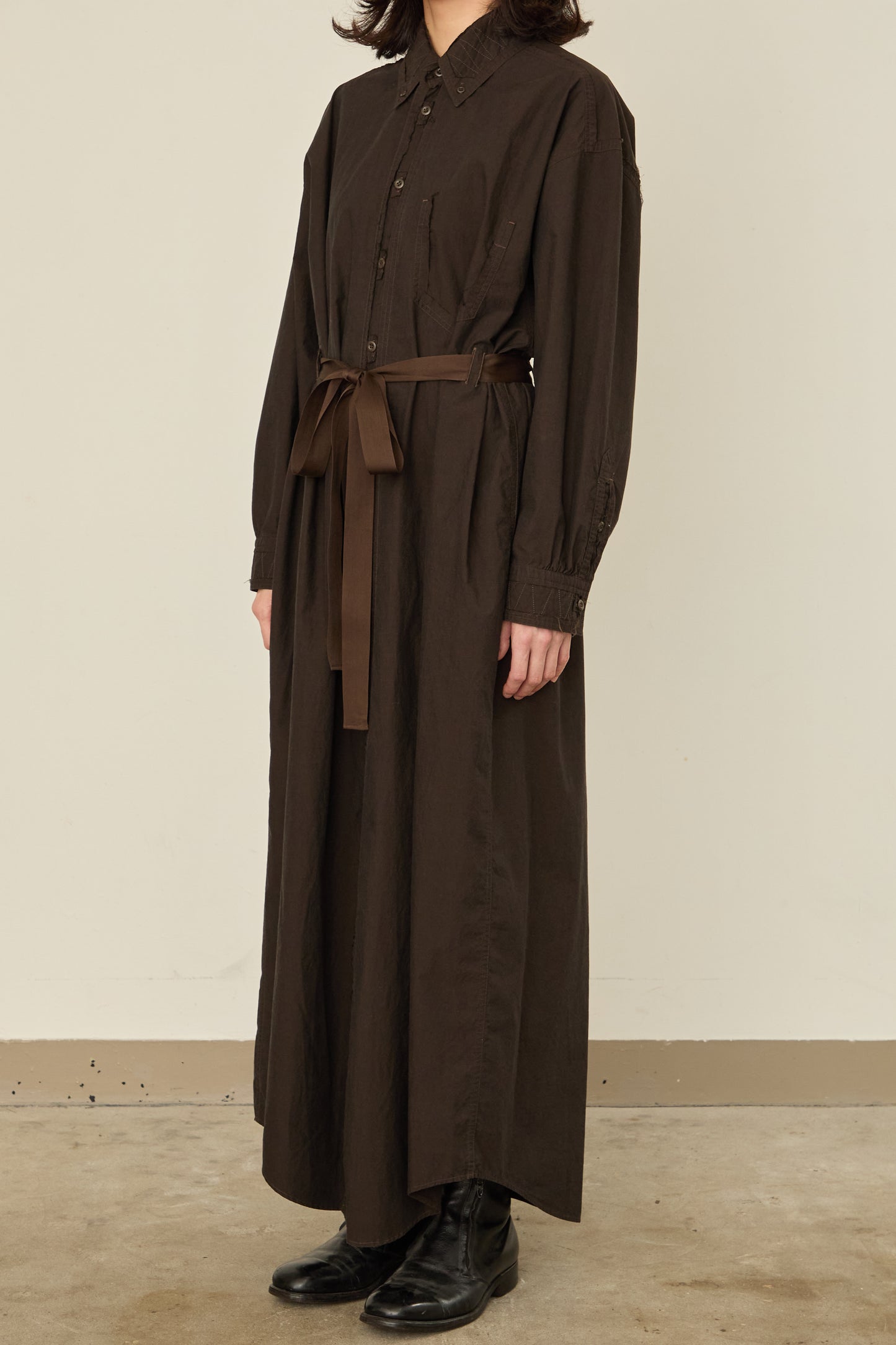 i'm here : " CUT OFF " SHIRT : ONE PIECE / BROWN