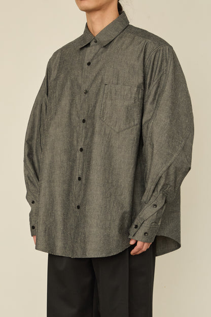 i'm here : " TWIST " SLEEVE SHIRT : / BLACK