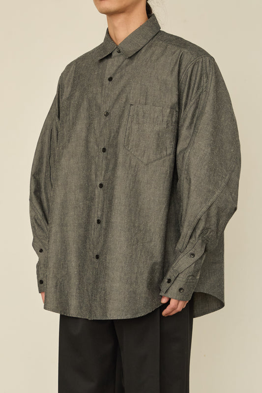 i'm here : " TWIST " SLEEVE SHIRT : / BLACK