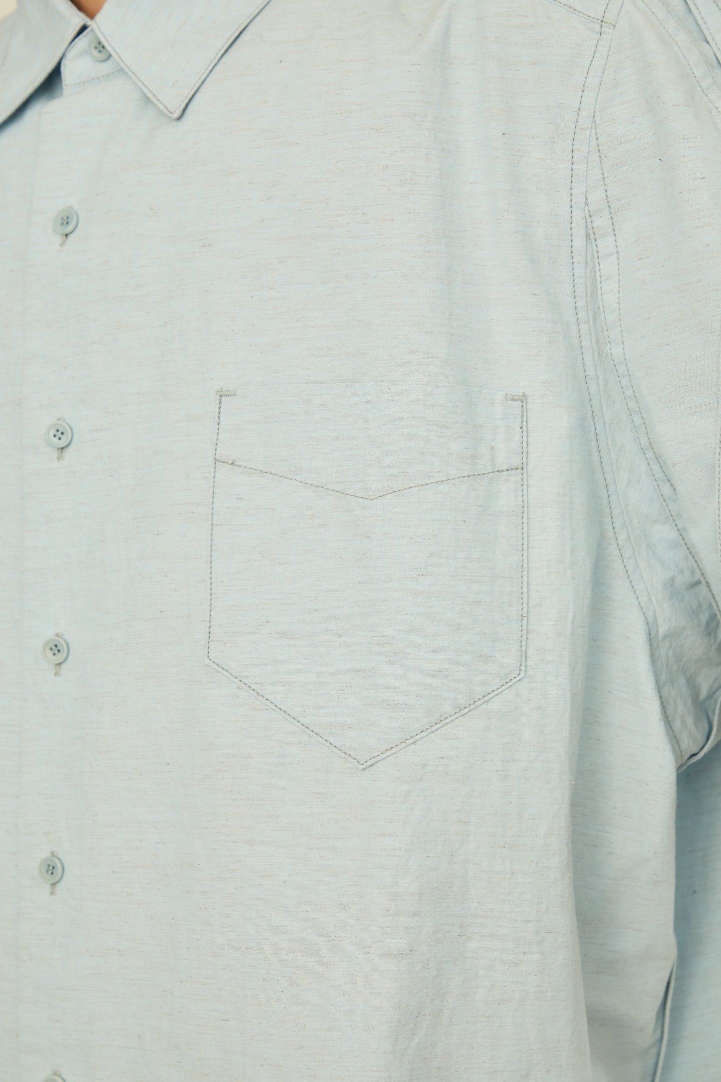 i'm here : " TWIST " SLEEVE SHIRT : / L.BLUE