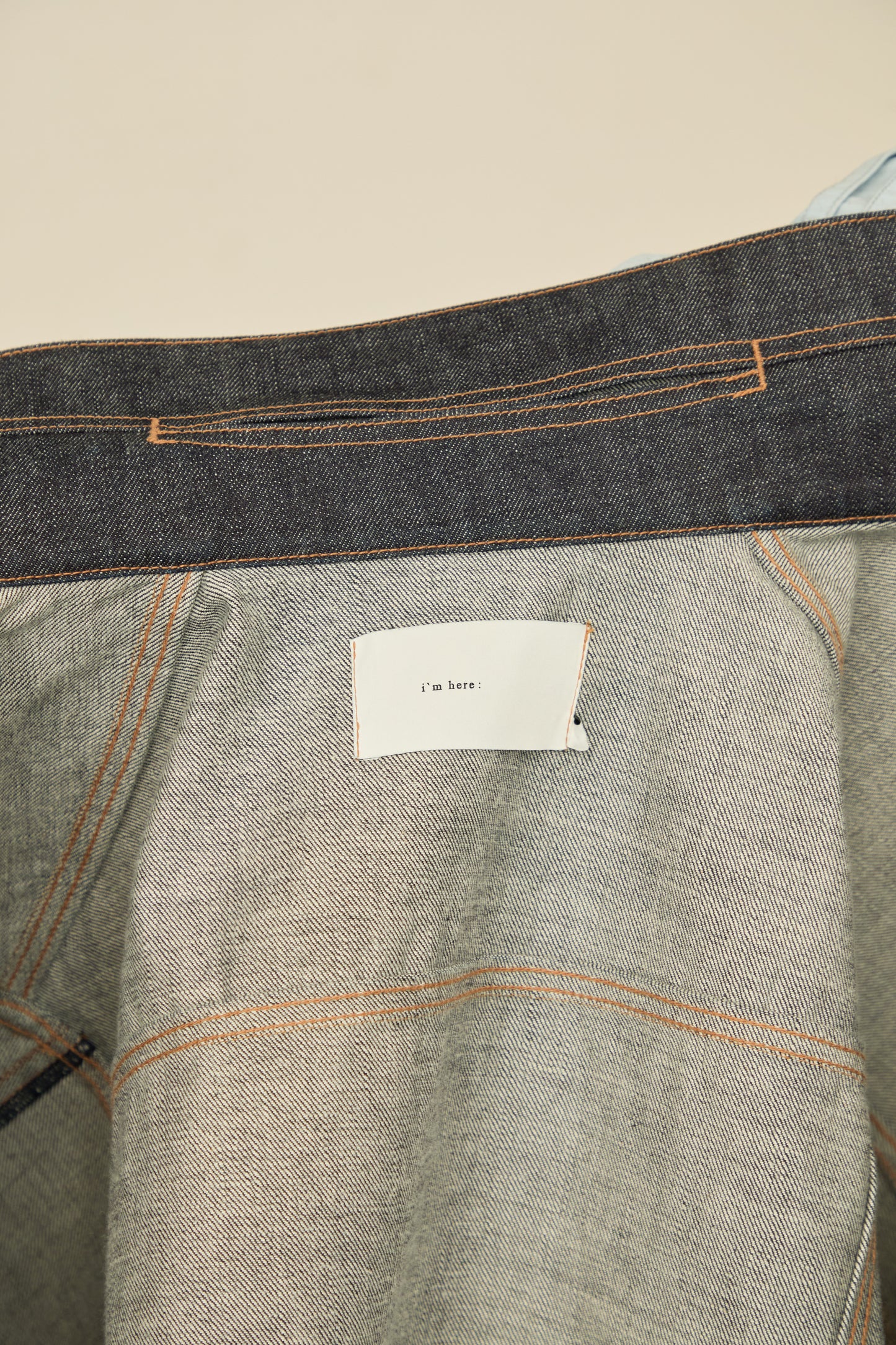 i'm here : " TWIST " SLEEVE DENIM JACKET : / NAVY（RIGID)