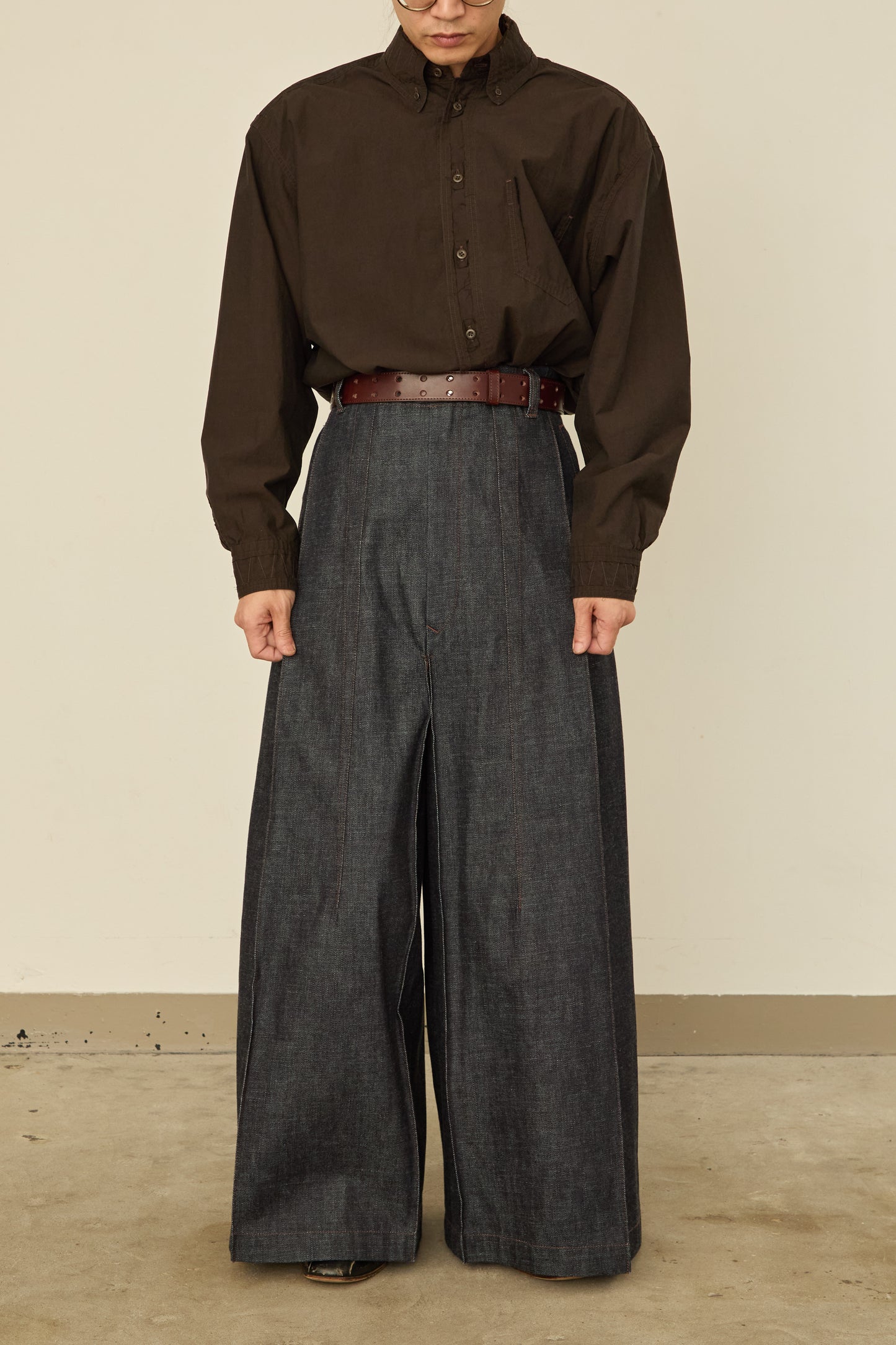 i'm here : " BOX " DENIM PANTS : / NAVY (RIGID)