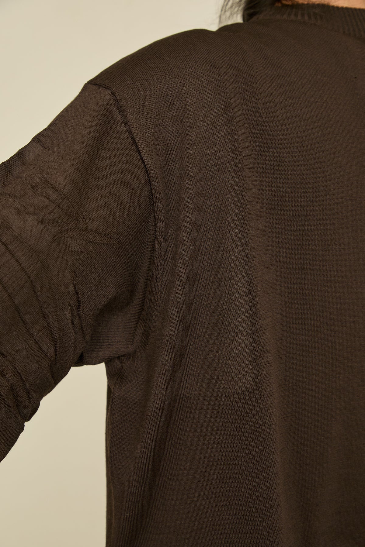 i'm here : " SHIRRING " SLEEVE KNIT : / BROWN