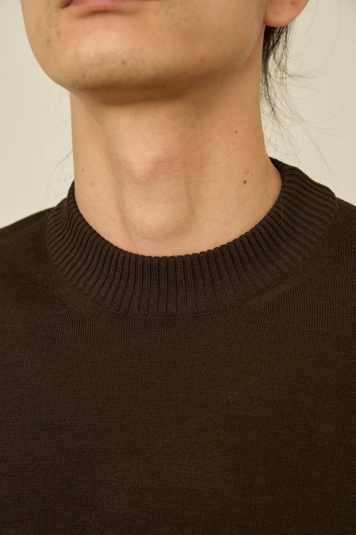 i'm here : " SHIRRING " SLEEVE KNIT : / BROWN