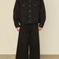 i'm here : " TWIST " SLEEVE DENIM JACKET : / BLACK
