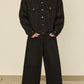 i'm here : " TWIST " SLEEVE DENIM JACKET : / BLACK